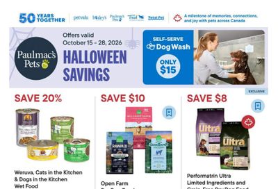 Paulmac's Pets Flyer October 15 to 28
