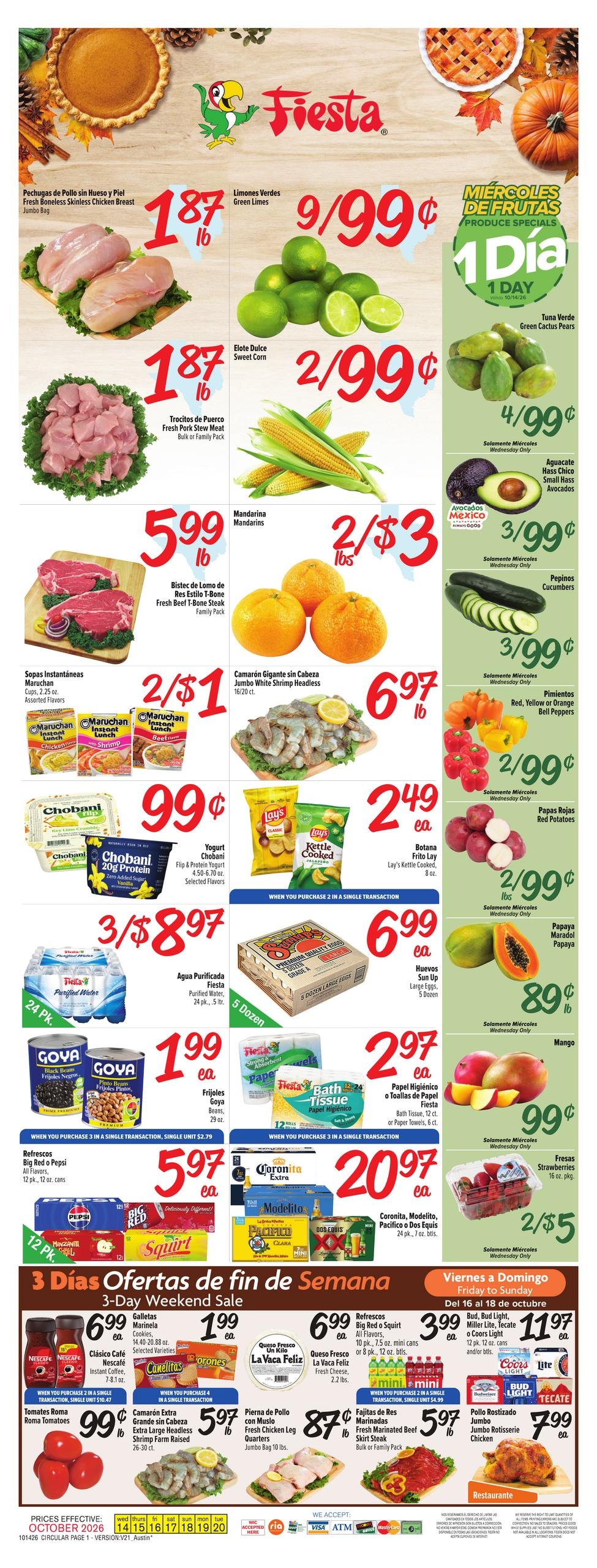 Fiesta Mart (Austin Area, TX) Weekly Ad October 14 - 20, 2026