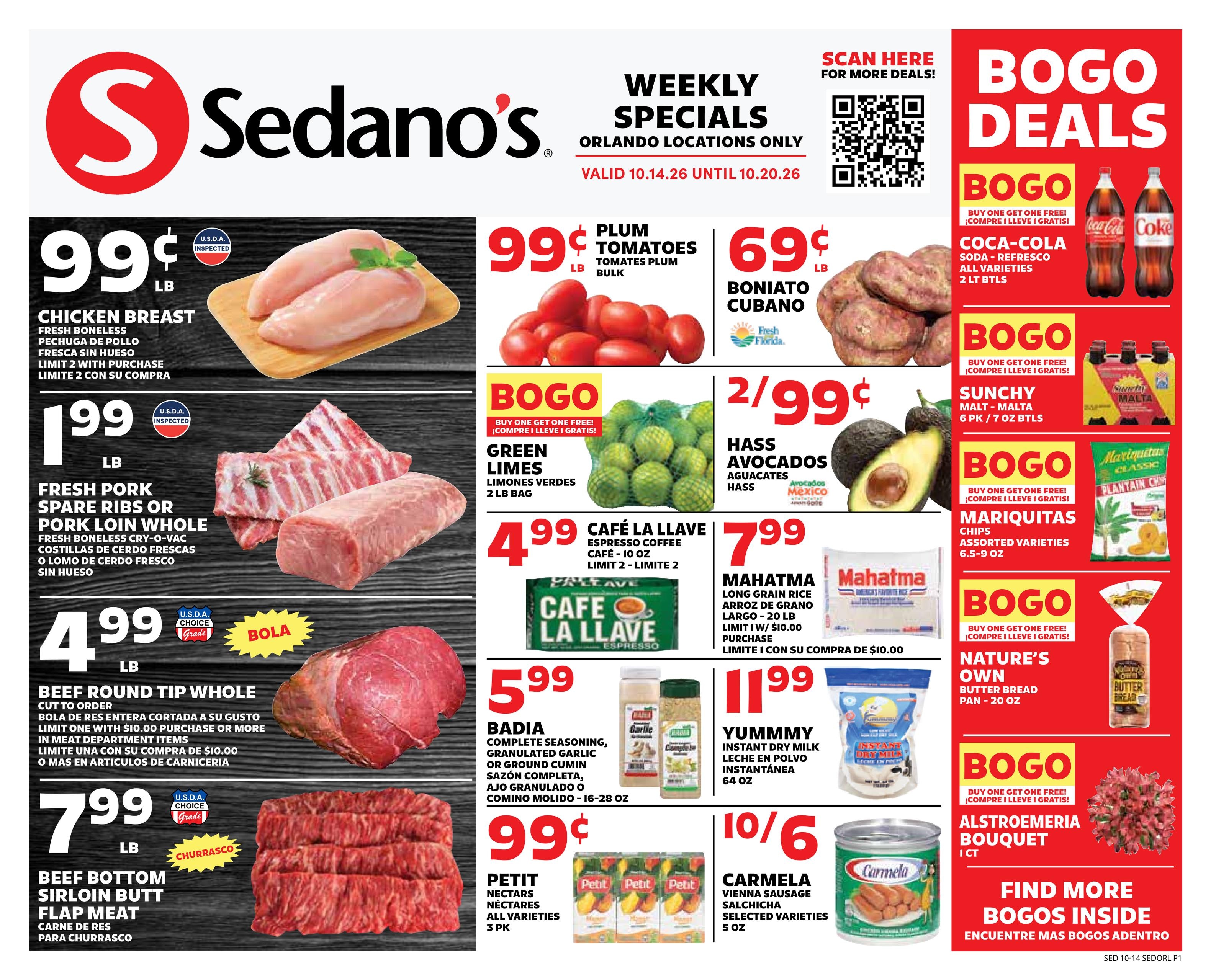 Sedano's (Orlando Area, FL) Weekly Ad October 14 - 20, 2026