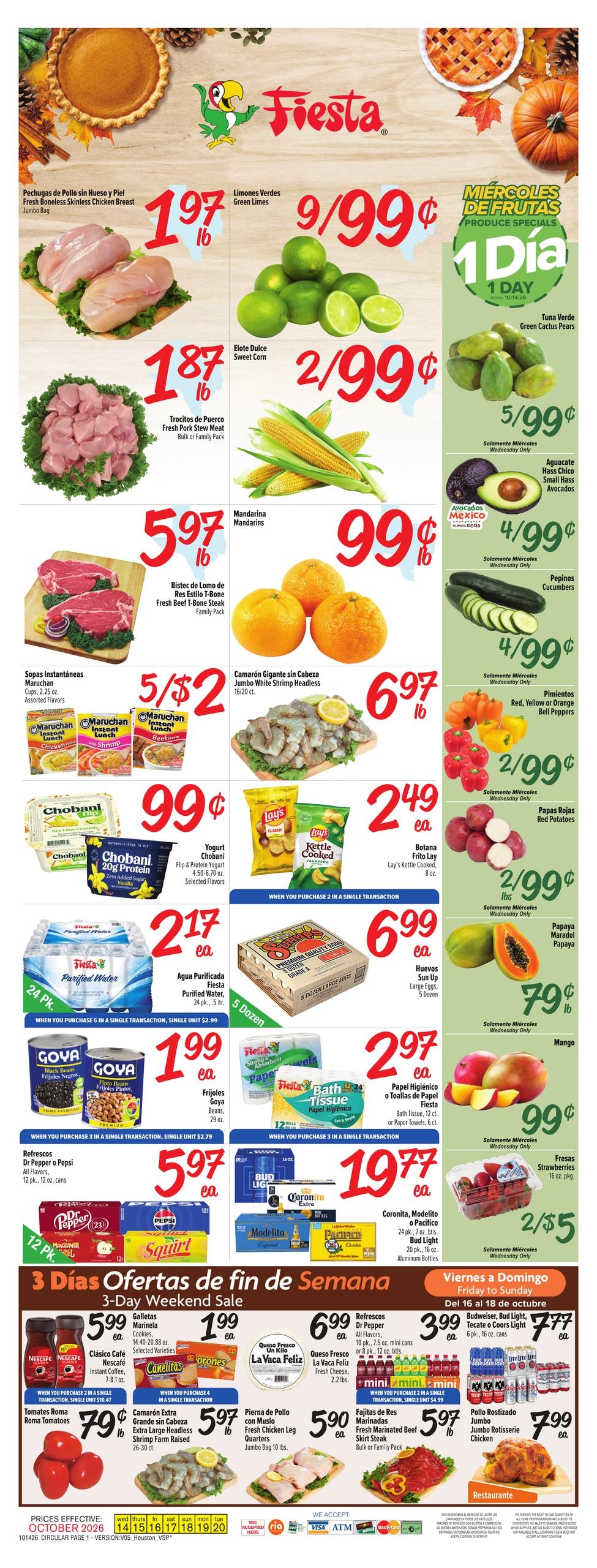 Fiesta Mart (Pasadena Area, TX) Weekly Ad October 14 - 20, 2026