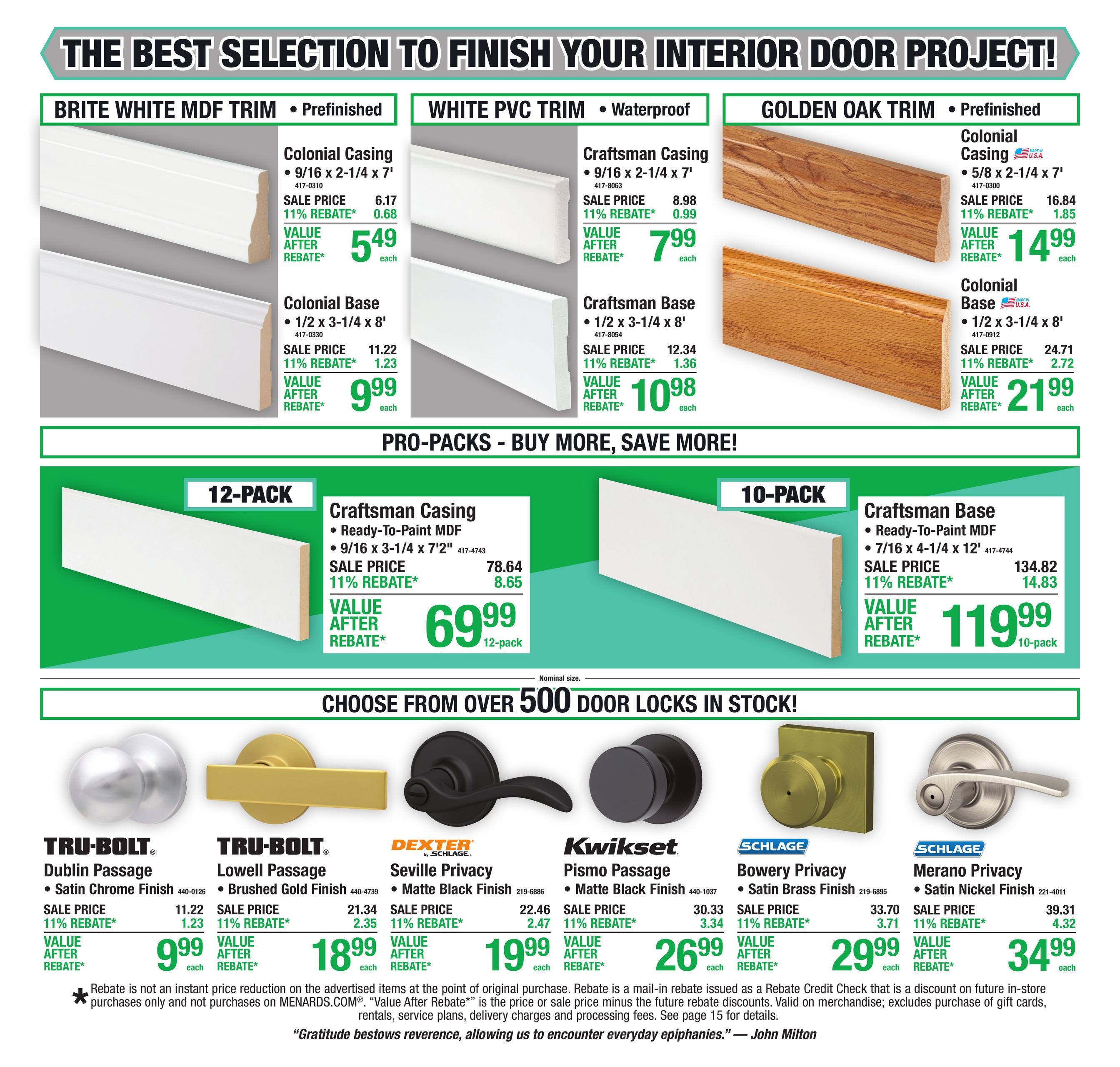 Menards (Alexandria Area, MN) 11% Rebate Sale Weekly Ad October 14 - 25, 2026