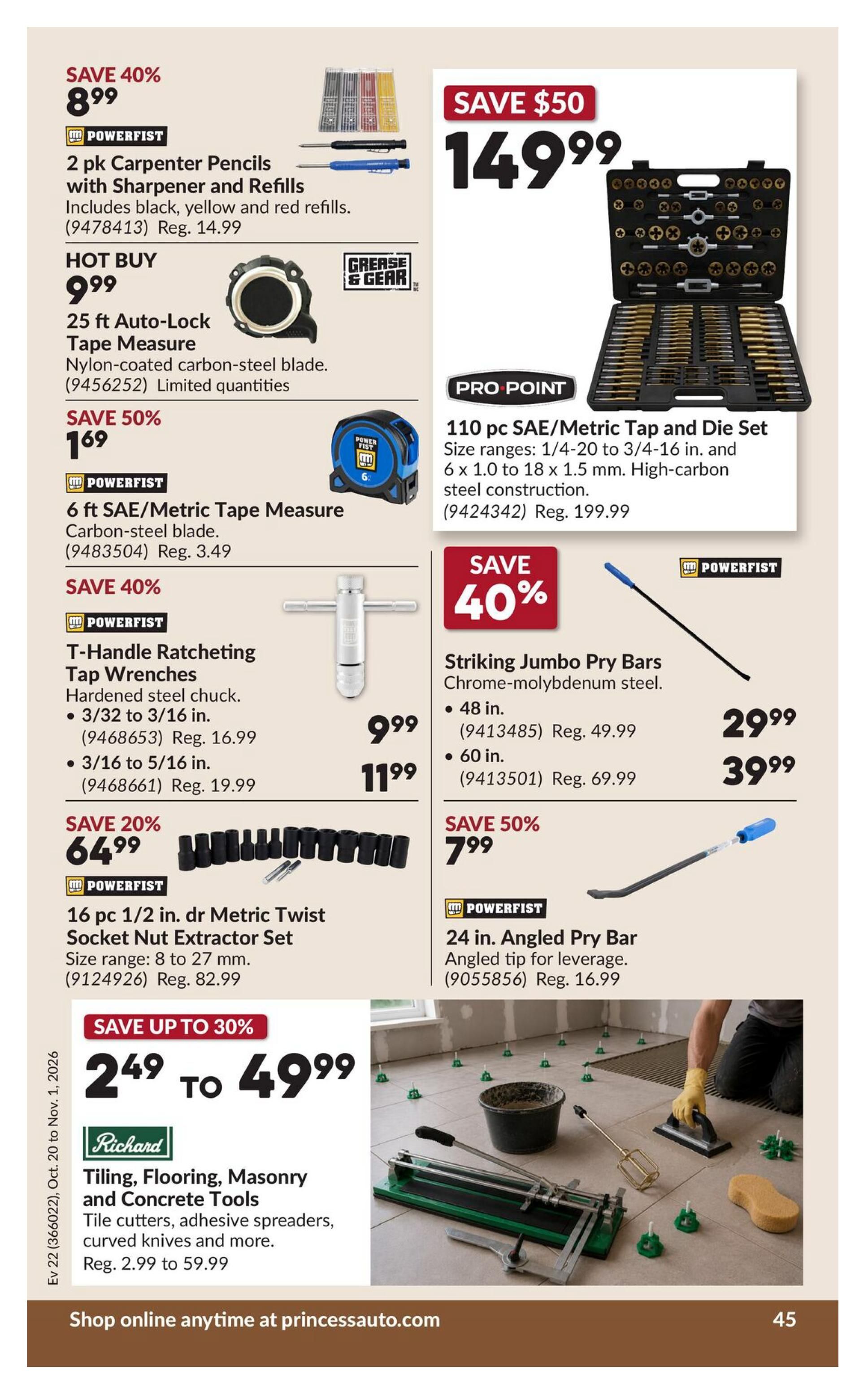 Princess Auto Flyer October 20 to November 1