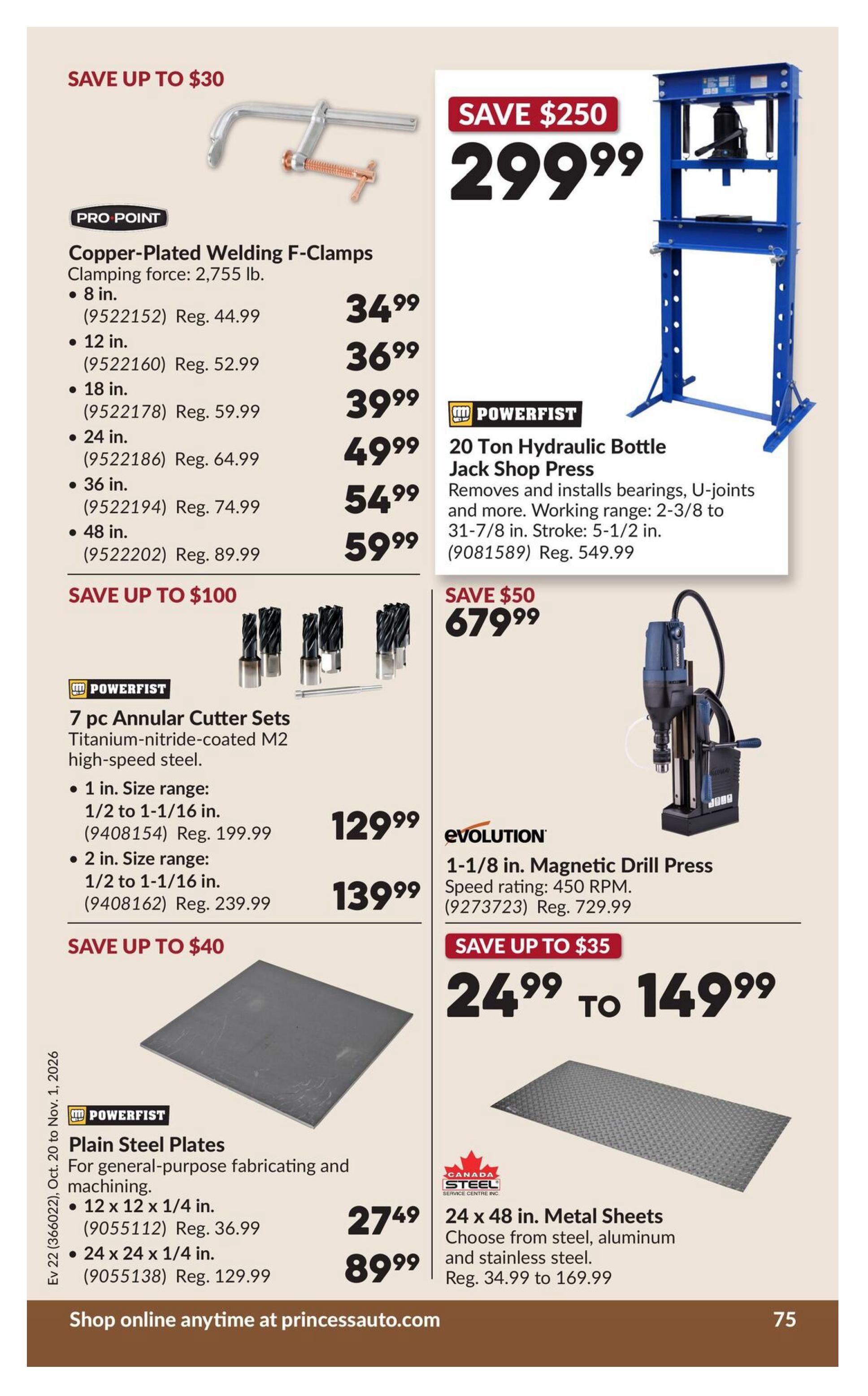 Princess Auto Flyer October 20 to November 1