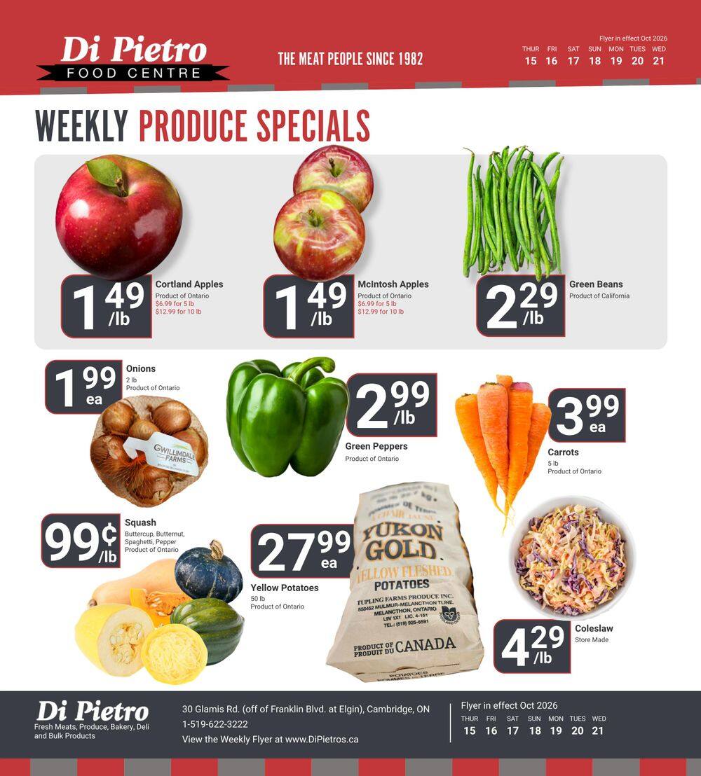 Di Pietro Food Centre Flyer October 15 to 21
