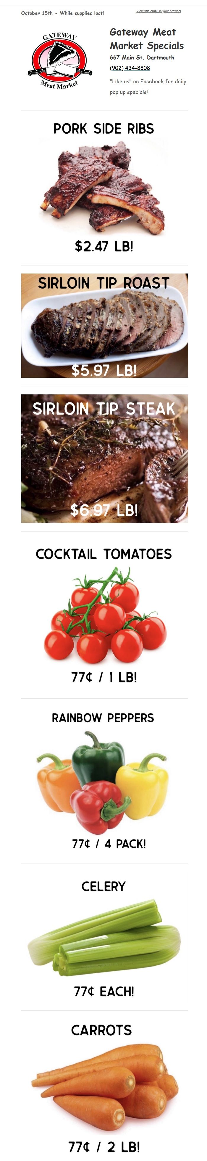 Gateway Meat Market Flyer October 15 to 21