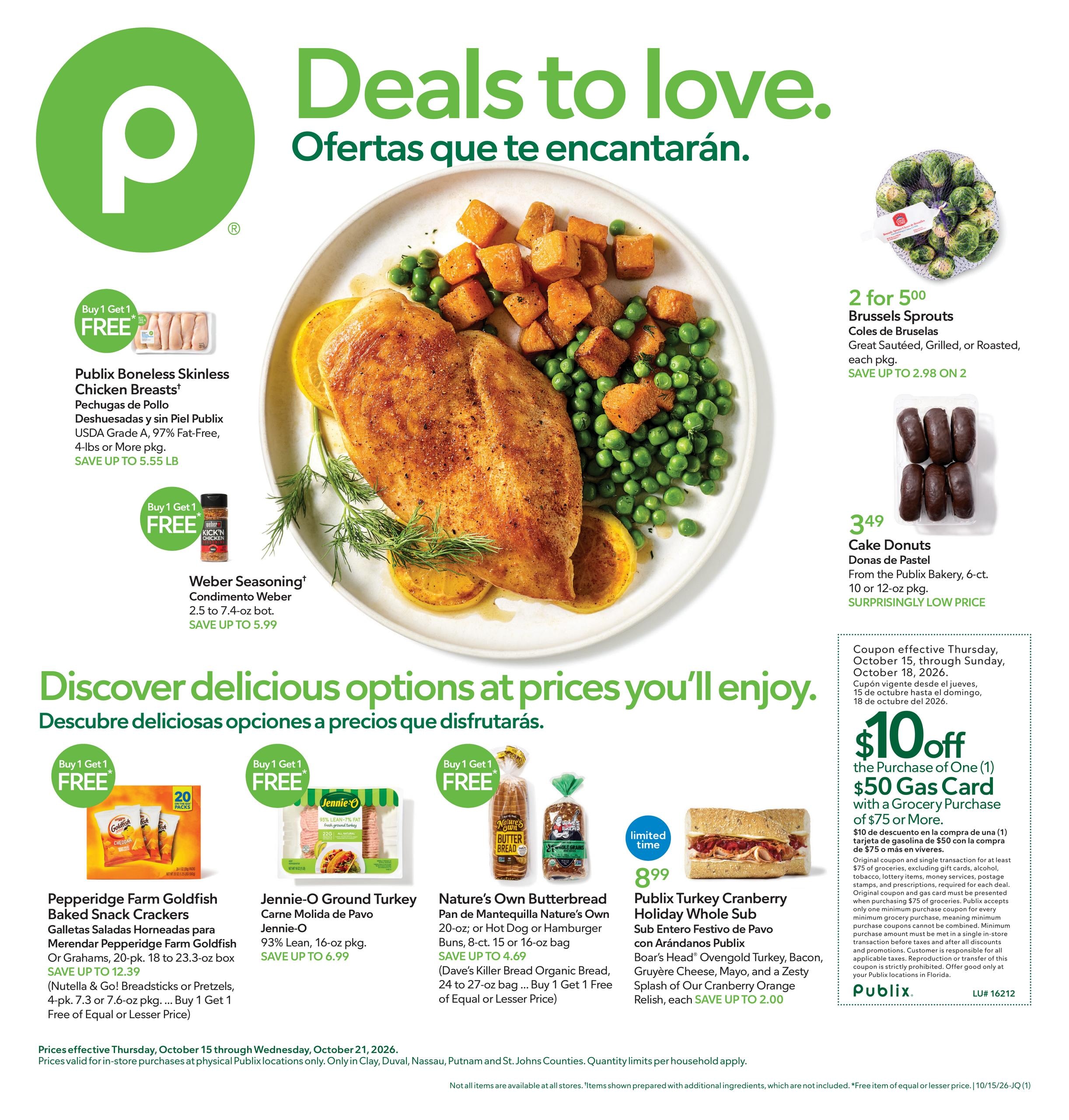 Publix (Jacksonville-Saint Augustine Area, FL) Anuncio Semanal Español Weekly Ad October 15 - 21, 2026