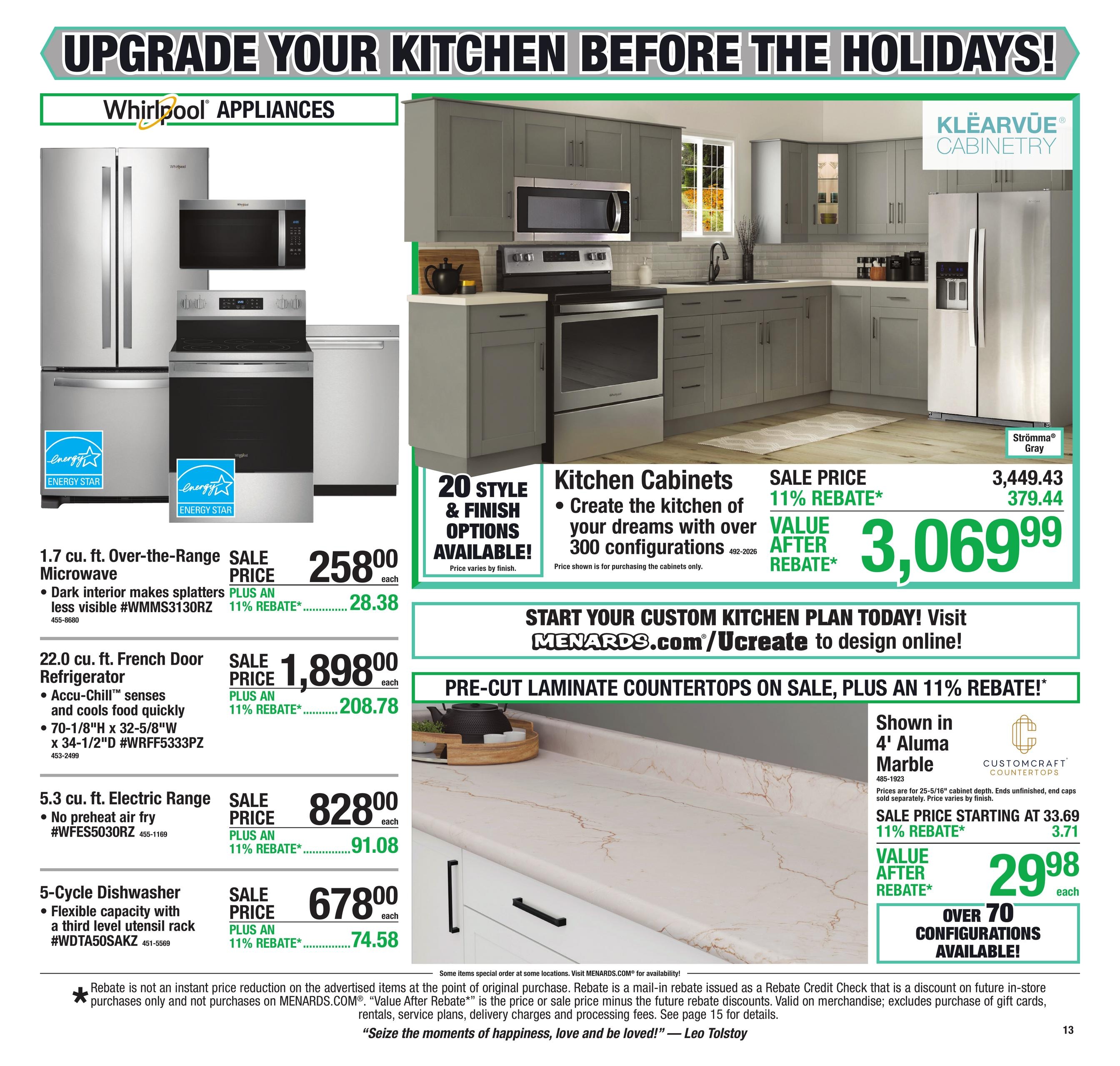 Menards (Carmel Area, IN) 11% Rebate Sale Weekly Ad October 15 - 25, 2026