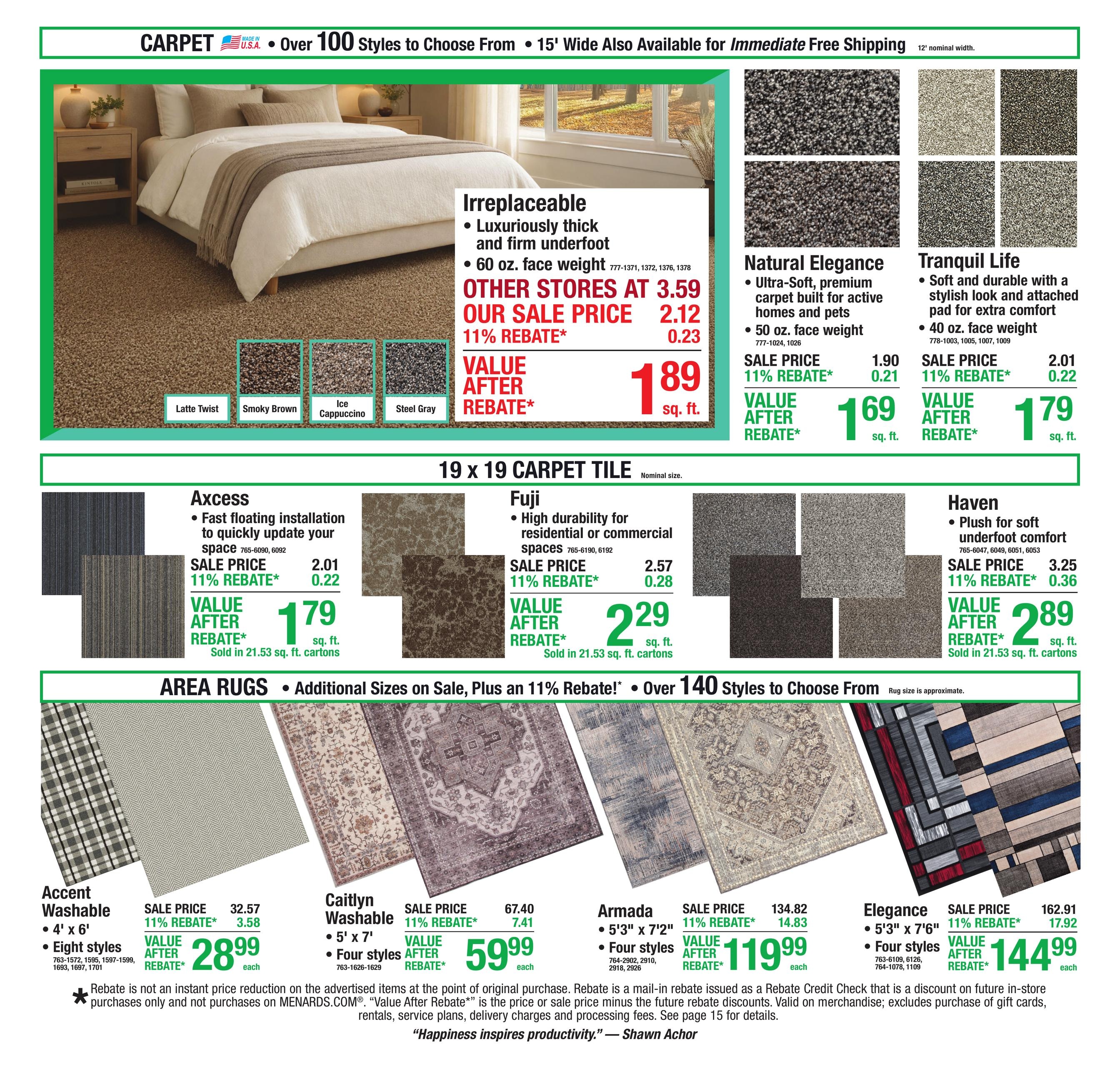 Menards (Carmel Area, IN) 11% Rebate Sale Weekly Ad October 15 - 25, 2026