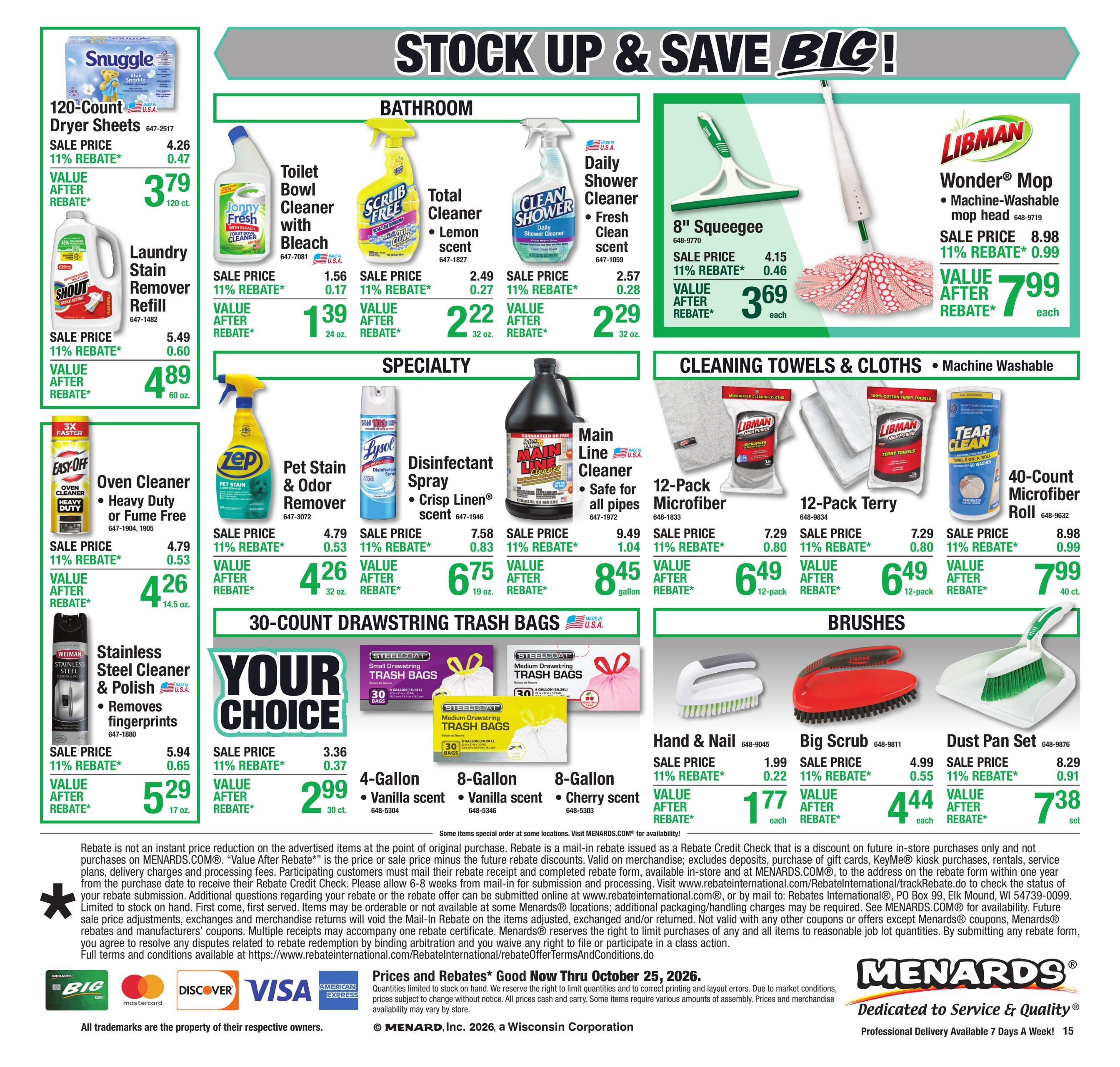 Menards (Carmel Area, IN) 11% Rebate Sale Weekly Ad October 15 - 25, 2026