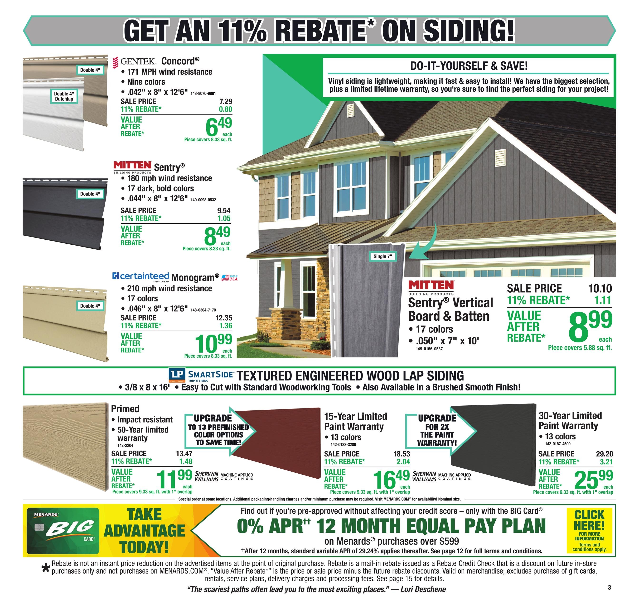 Menards (Carmel Area, IN) 11% Rebate Sale Weekly Ad October 15 - 25, 2026