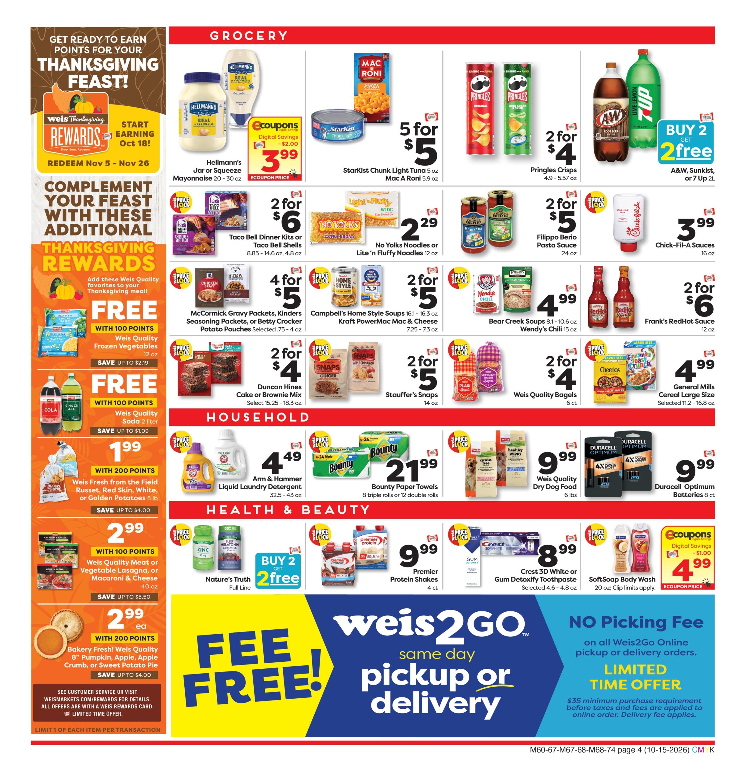 Weis Markets (Bethany Beach Area, DE) Weekly Ad October 15 - 21, 2026