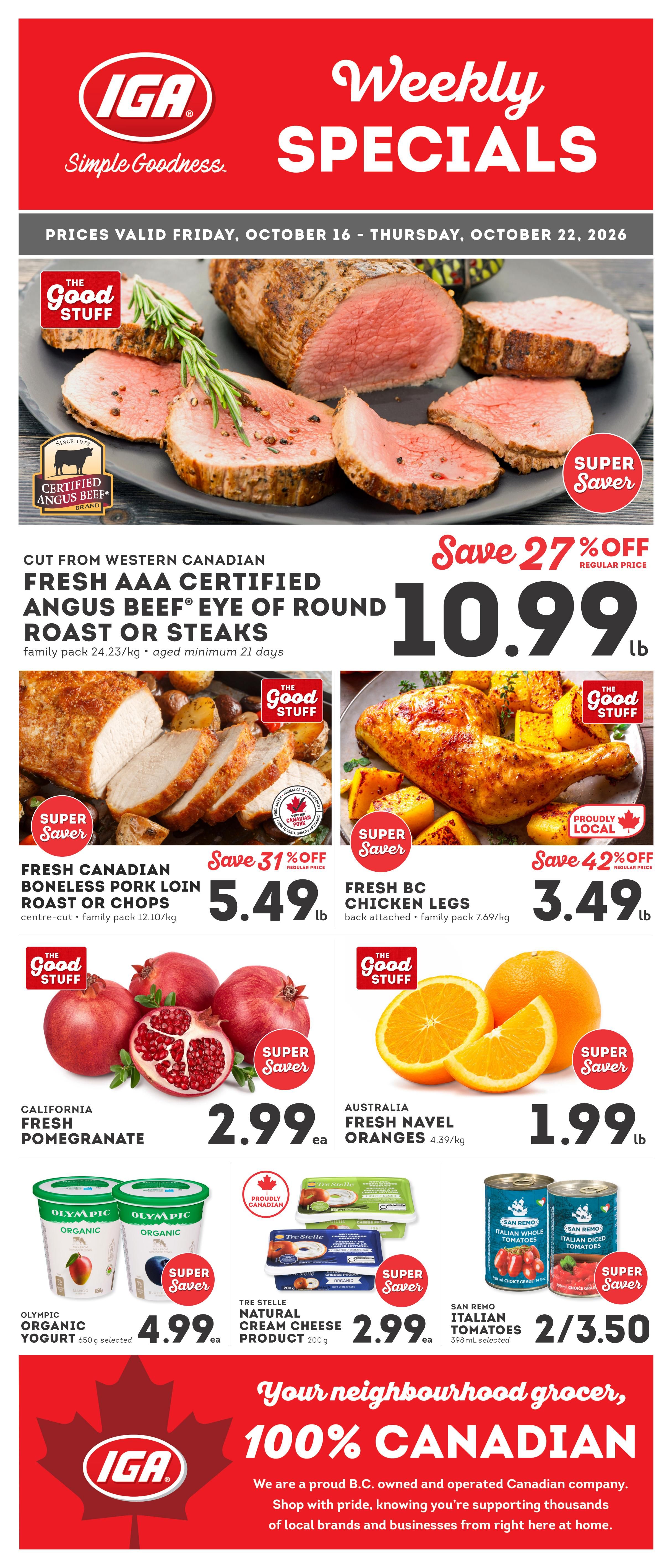 IGA Stores of BC Flyer October 16 to 22