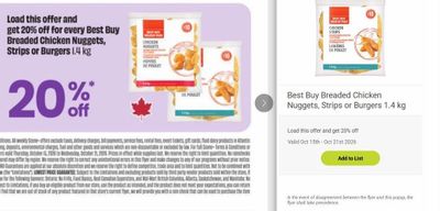 Fresh Co: Best Buy Breaded Chicken Nuggets, Strips or Burgers 1.4 kg $8.00. Requires loading Scene+ offers & Scene+ card