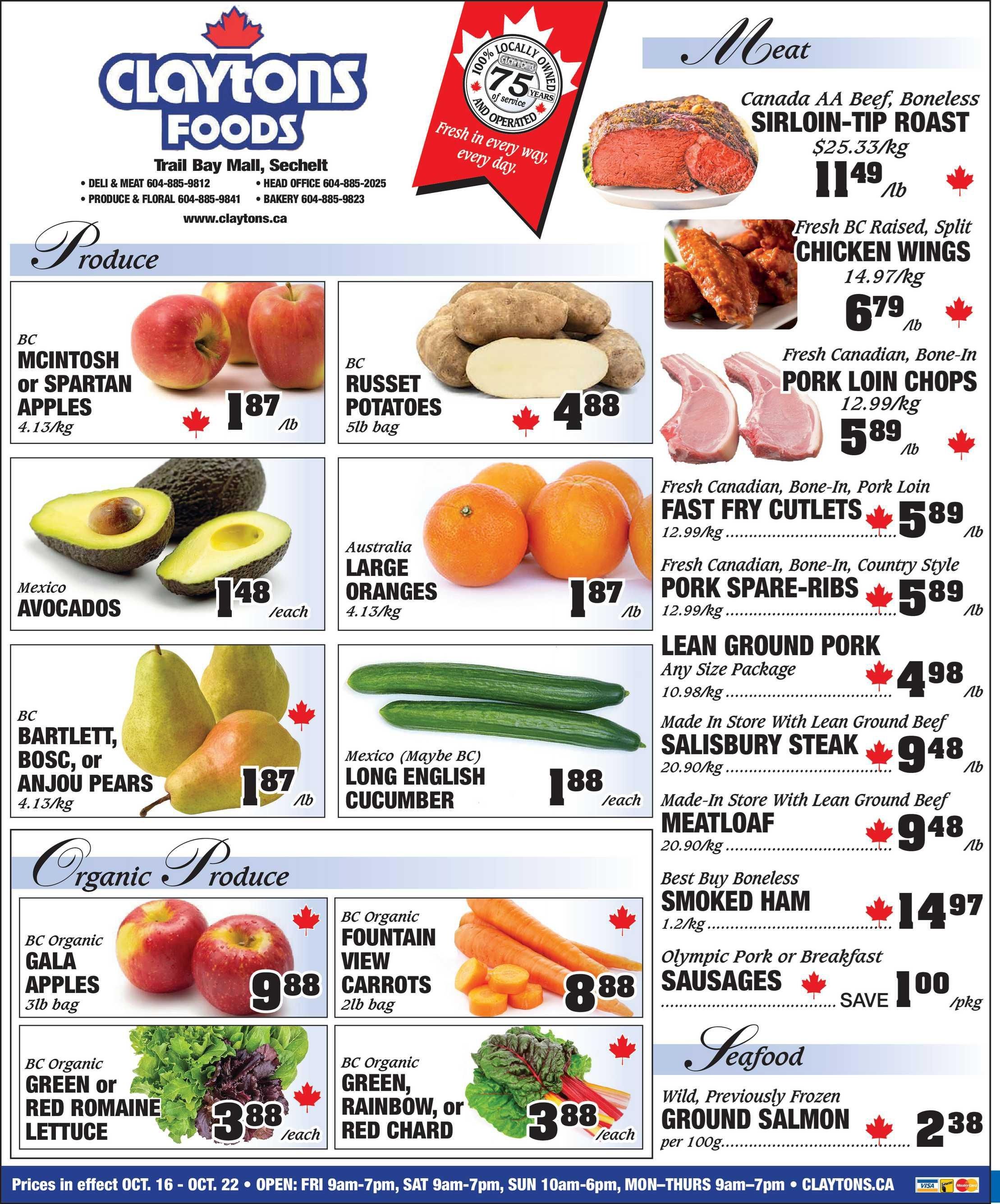 Claytons Heritage Market Flyer October 16 to 22