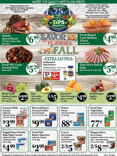 Tops Marketplace Weekly Ad October 16 - 22, 2026
