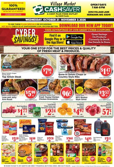 Village Market Cash Saver Weekly Ad October 21 - November 3, 2026