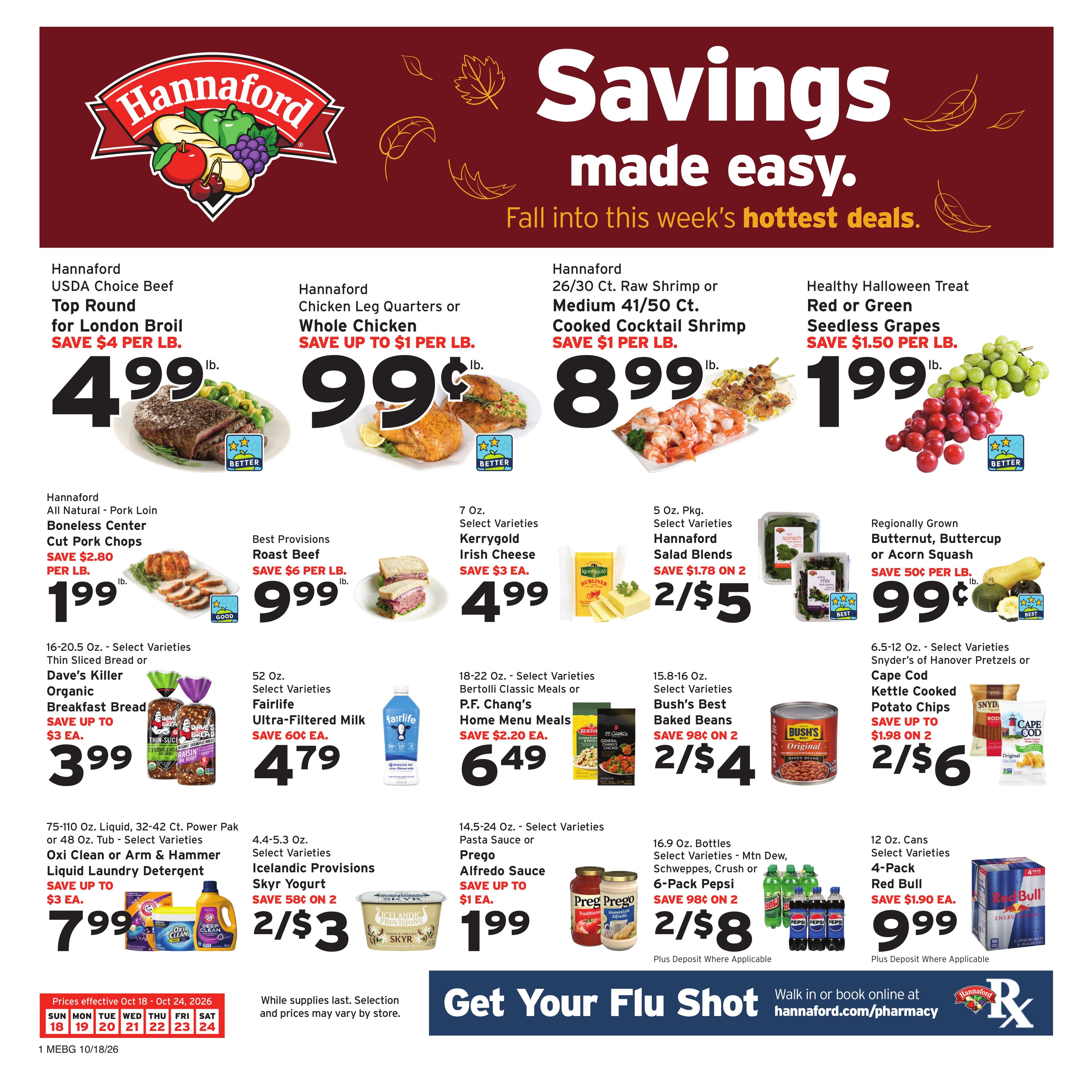 Hannaford (Augusta Area, ME) Week 43 Flyer for Flipp Weekly Ad October 18 - 24, 2026