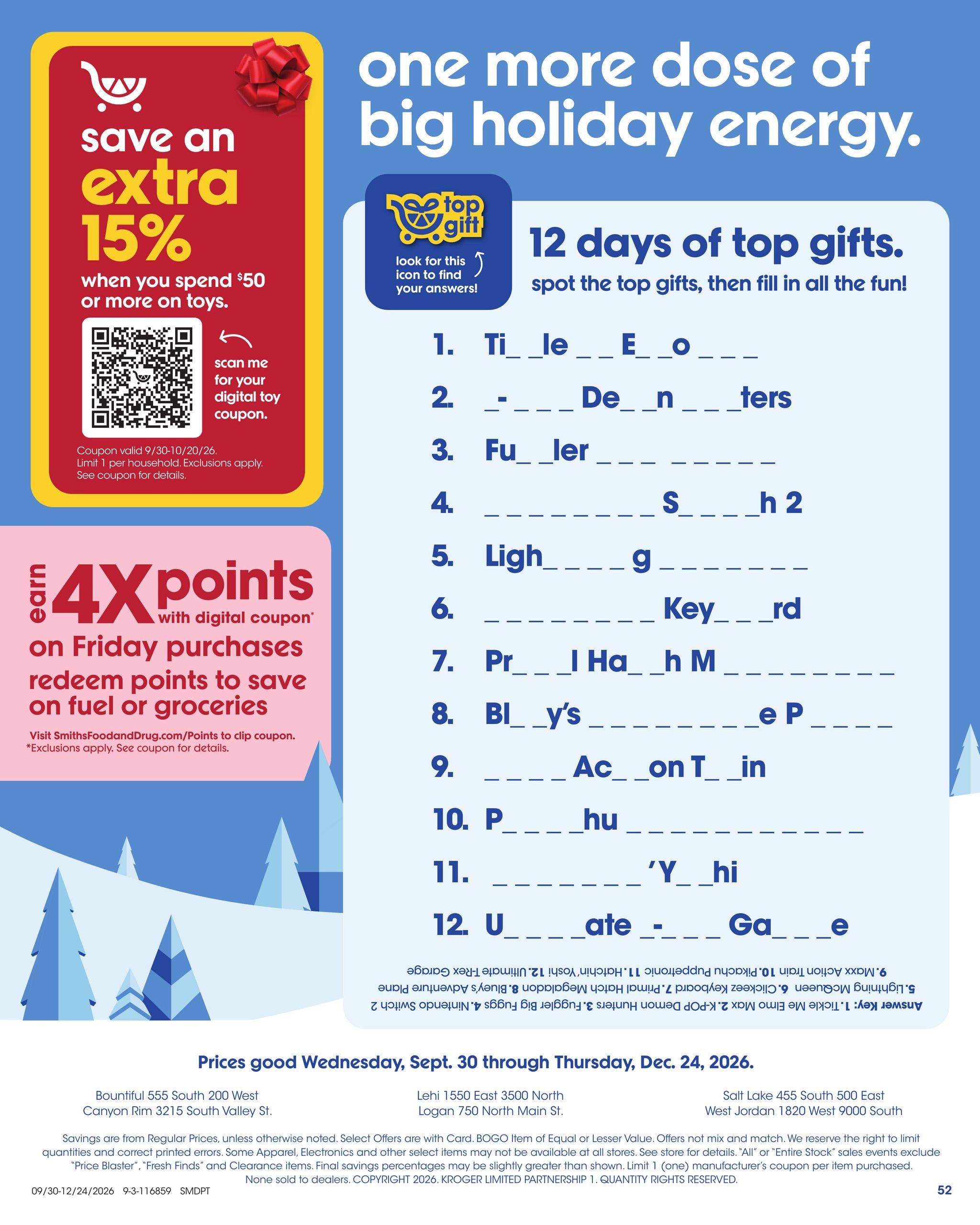 Smith's Toy Book Weekly Ad October 17 - December 24, 2026