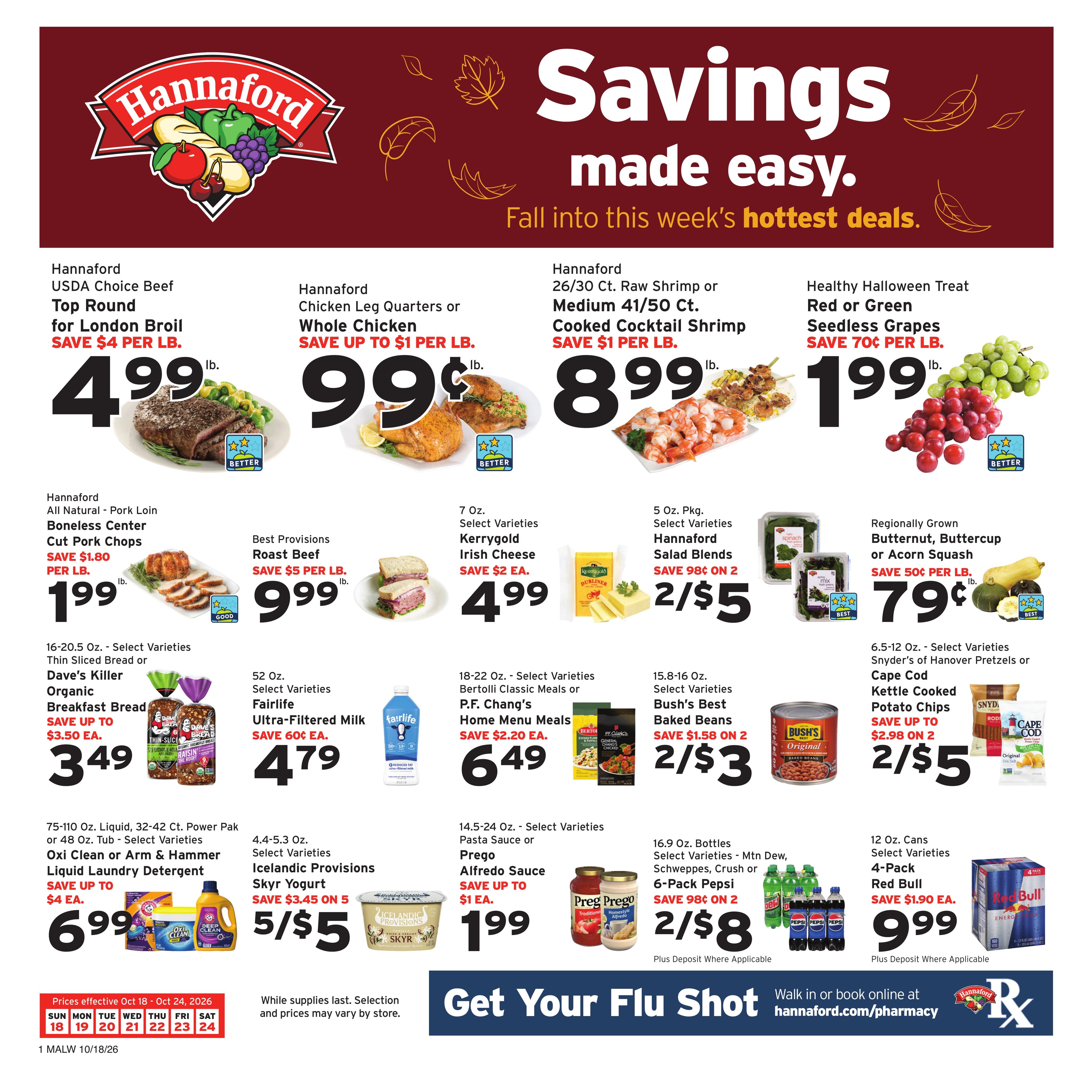 Hannaford (Athol Area, MA) Week 43 Flyer for Flipp Weekly Ad October 18 - 24, 2026