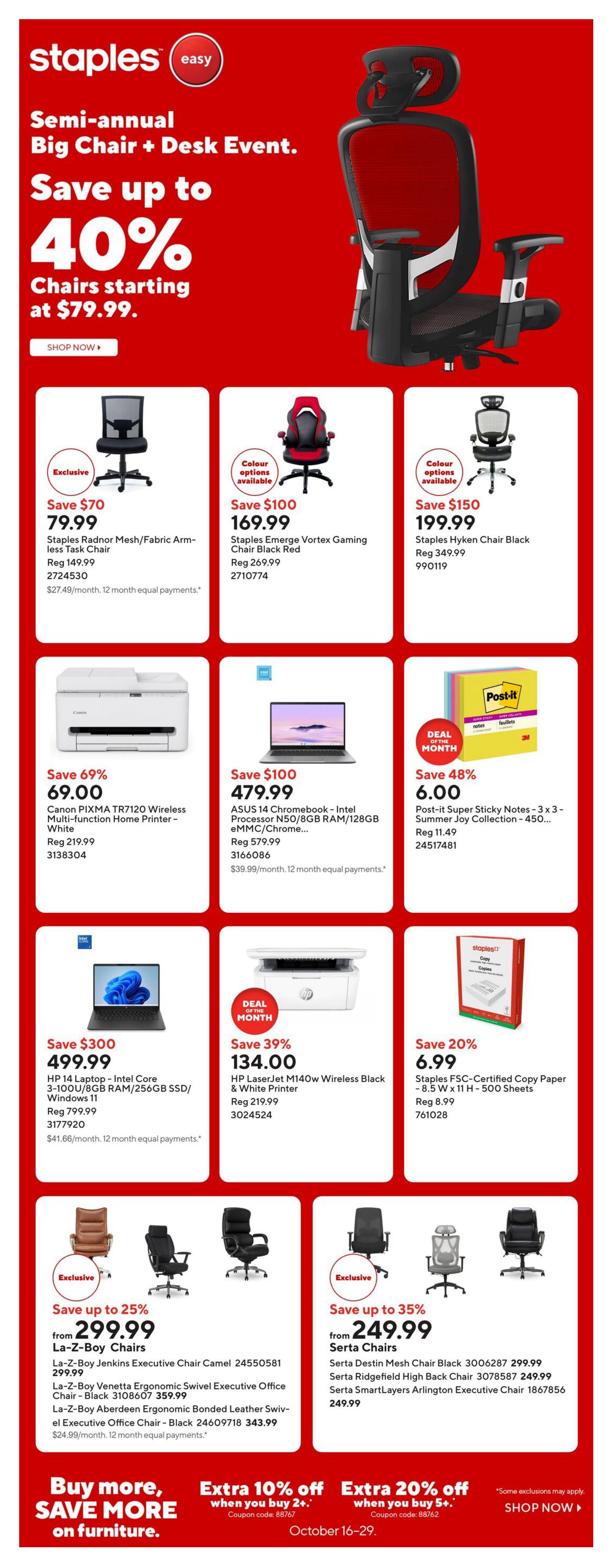 Staples Flyer October 16 to 22