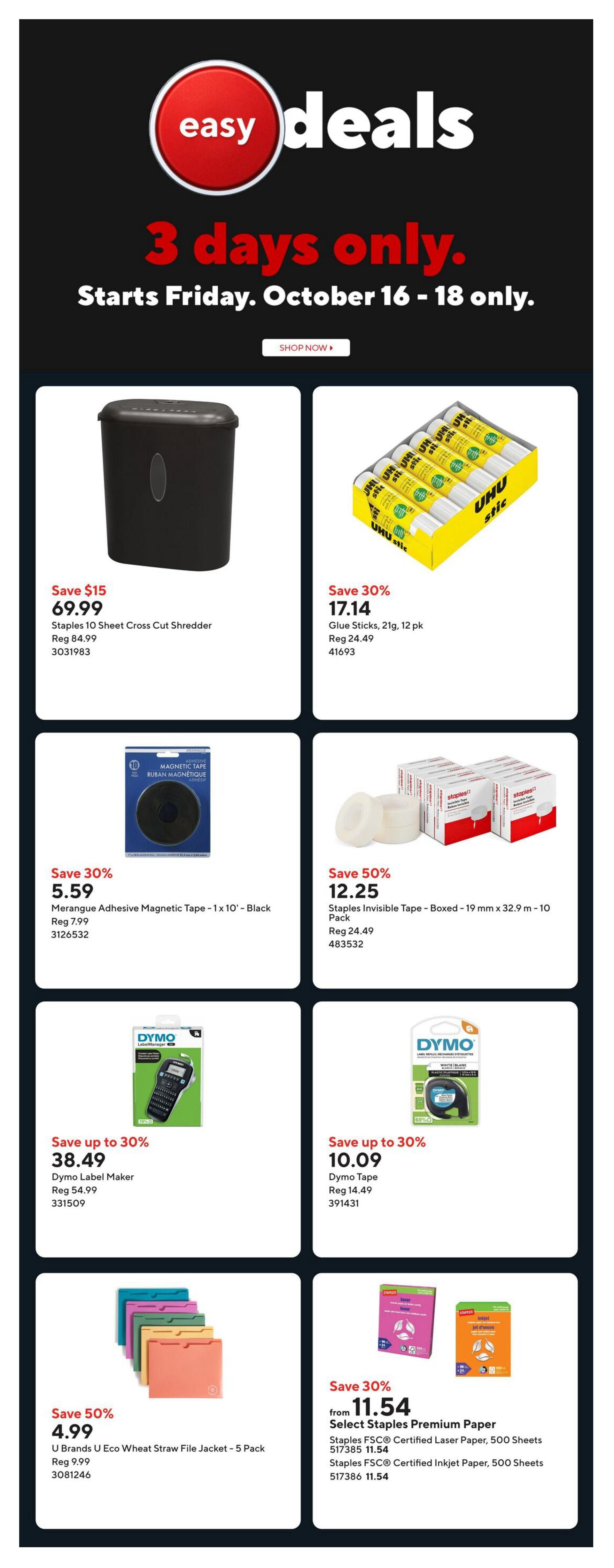 Staples Flyer October 16 to 22
