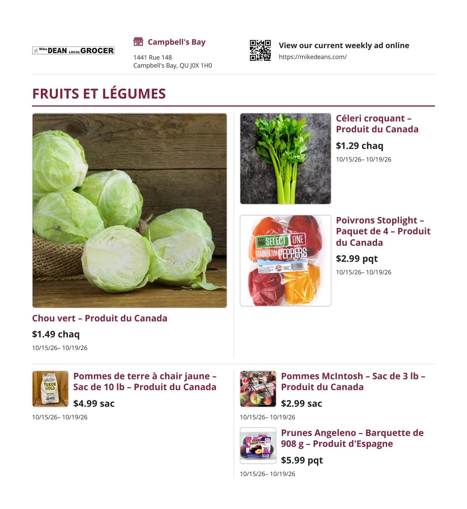 Mike Dean Local Grocer Flyer October 15 to 22