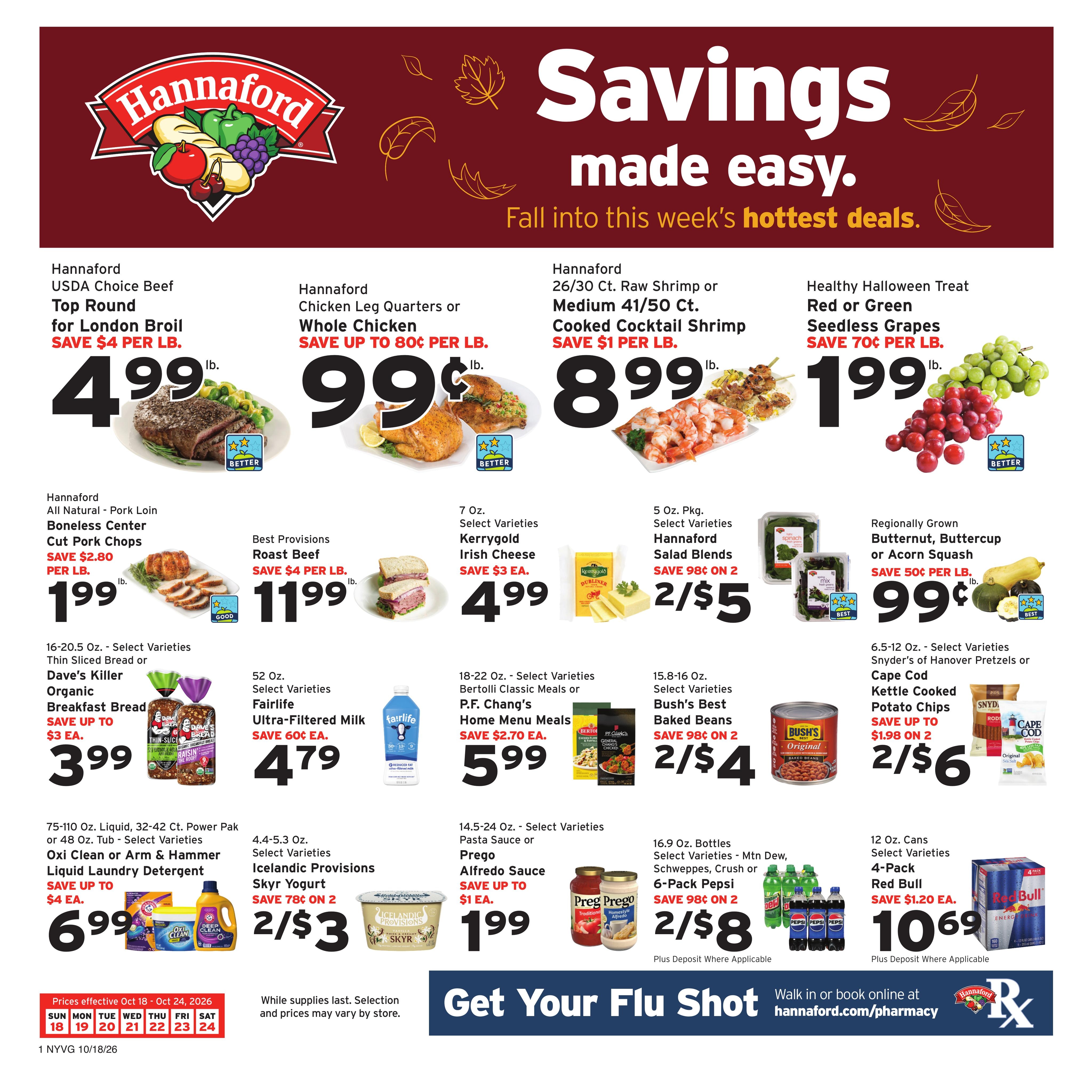 Hannaford (Pawling Area, NY) Week 43 Flyer for Flipp Weekly Ad October 18 - 24, 2026
