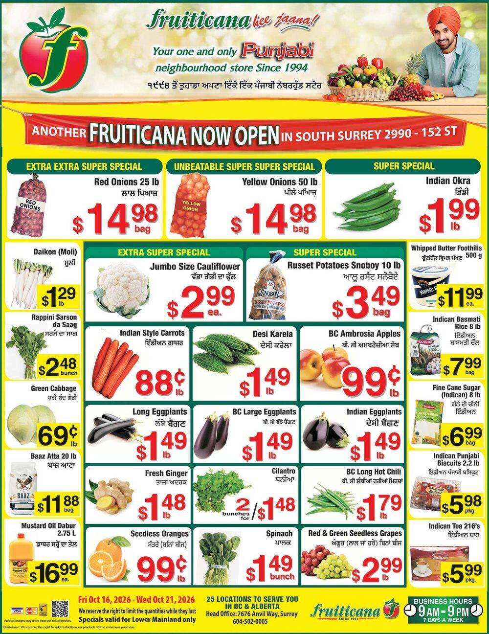 Fruiticana (Greater Vancouver) Flyer October 16 to 21