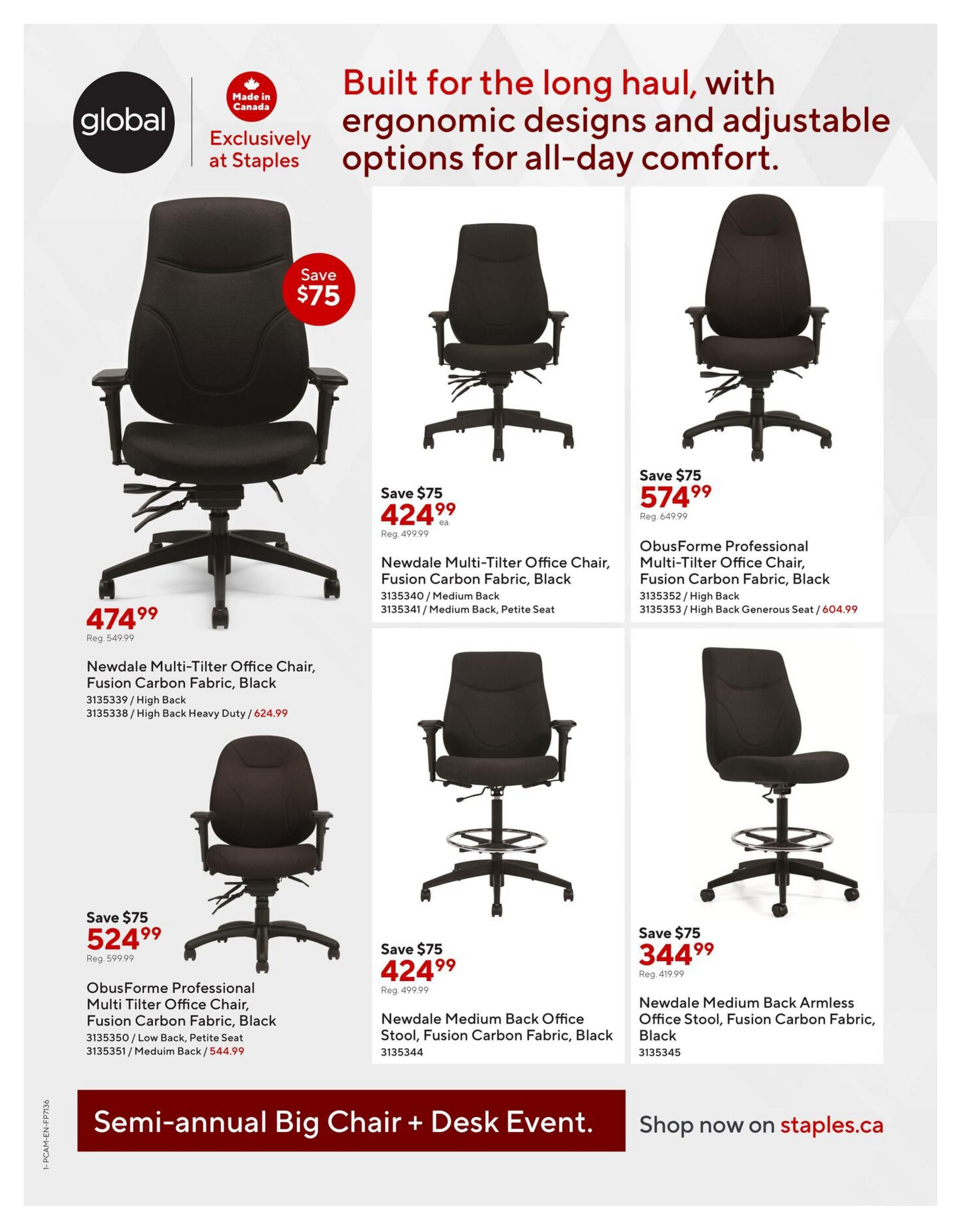Staples Big Chair + Desk Event Flyer October 16 to November 5