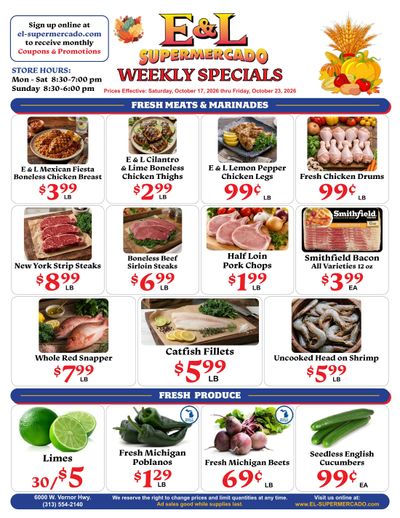 E & L Supermercado Weekly Ad October 17 - 23, 2026