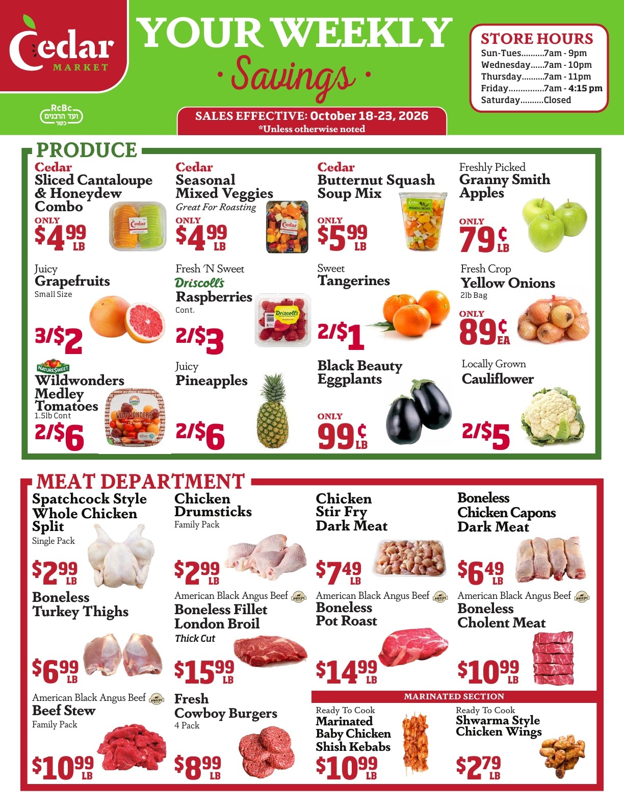 Cedar Market Weekly Ad October 22 - 23, 2026