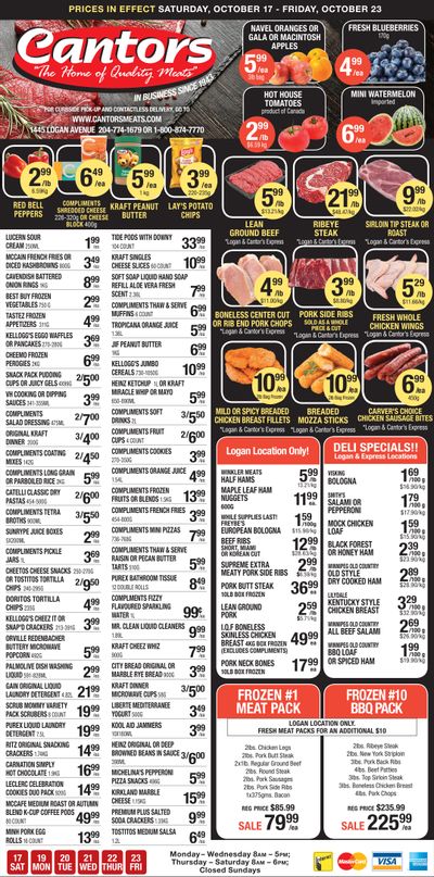 Cantor's Meats Flyer October 17 to 23