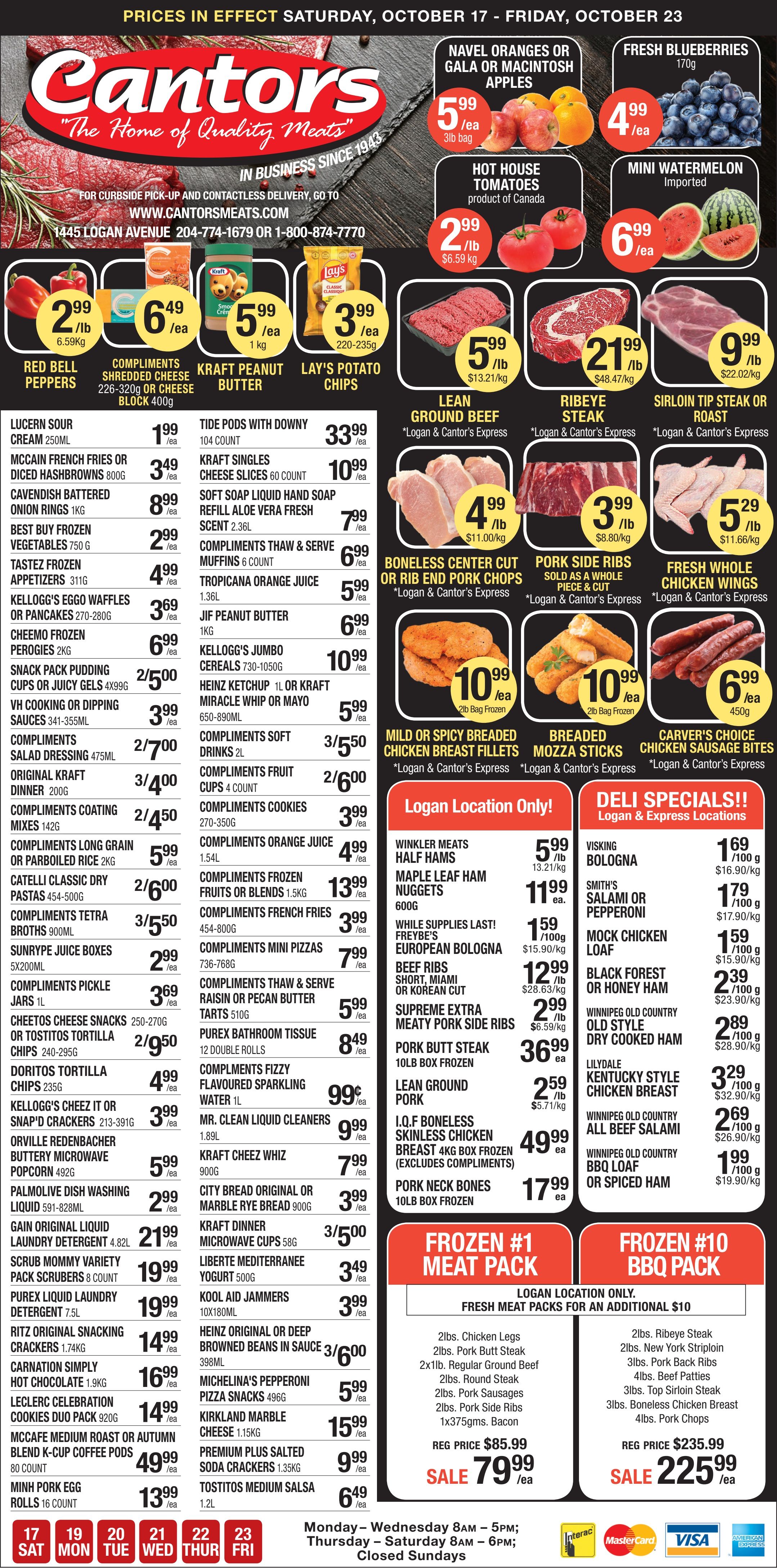 Cantor's Meats Flyer October 17 to 23