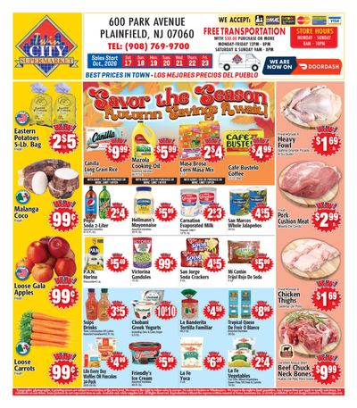 Twin City Supermarket (600 Park Avenue, Plainfield, NJ) Weekly Ad October 17 - 23, 2026