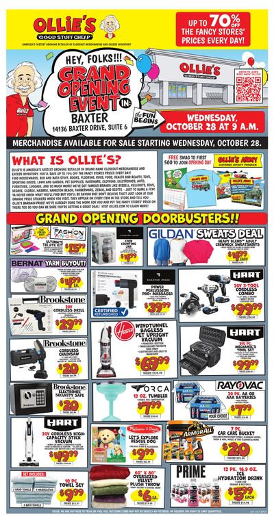 Ollie's Bargain Outlet Baxter, MN Grand Opening Weekly Ad October 28 - November 17, 2026