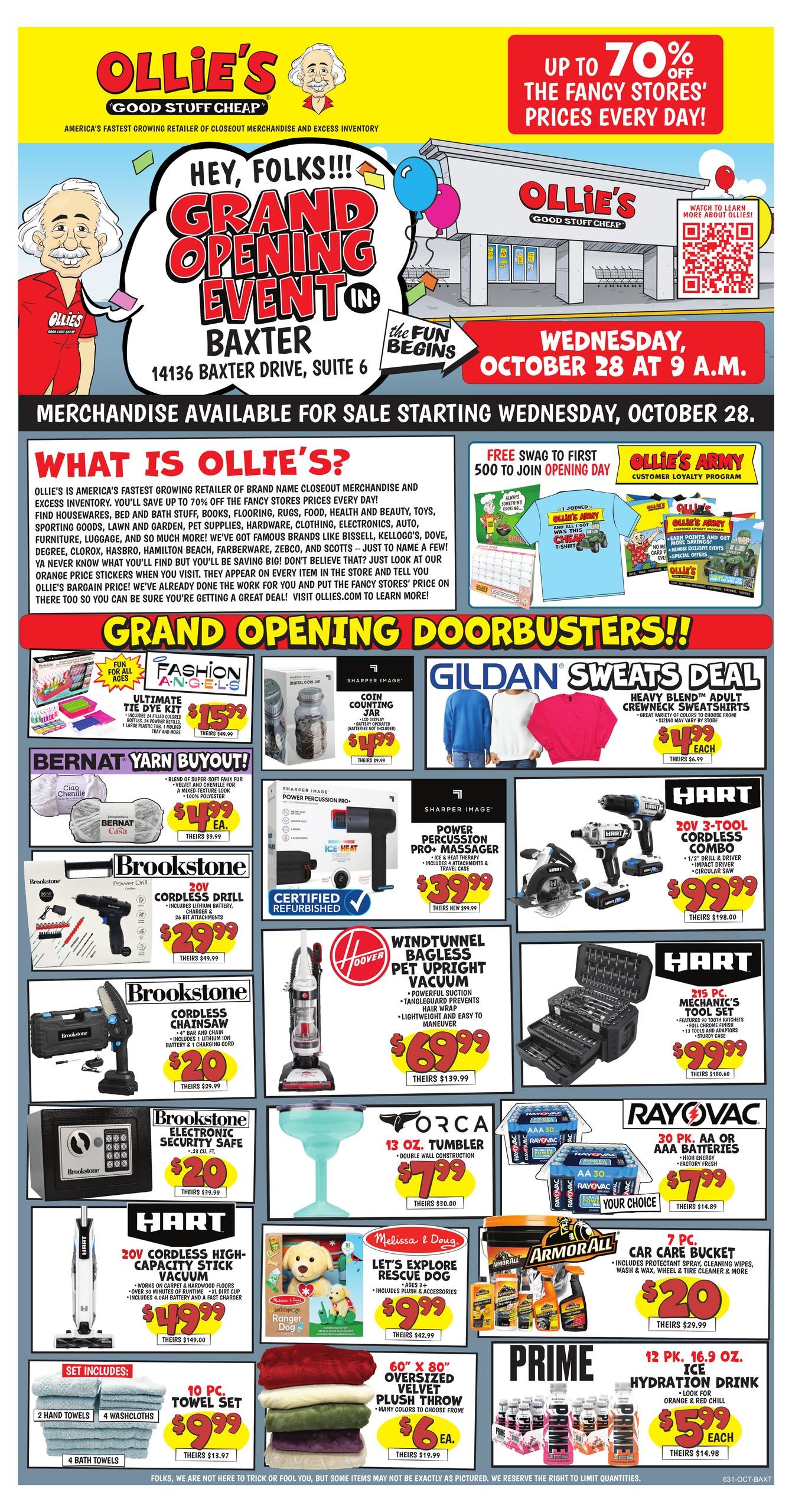 Ollie's Bargain Outlet Baxter, MN Grand Opening Weekly Ad October 28 - November 17, 2026