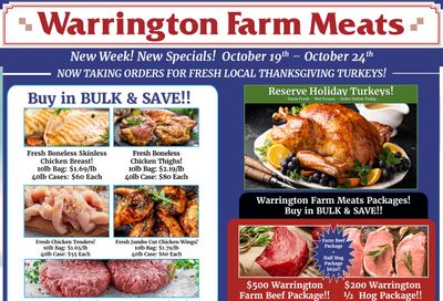 Warrington Farm Meats Weekly Specials Weekly Ad October 19 - 24, 2026