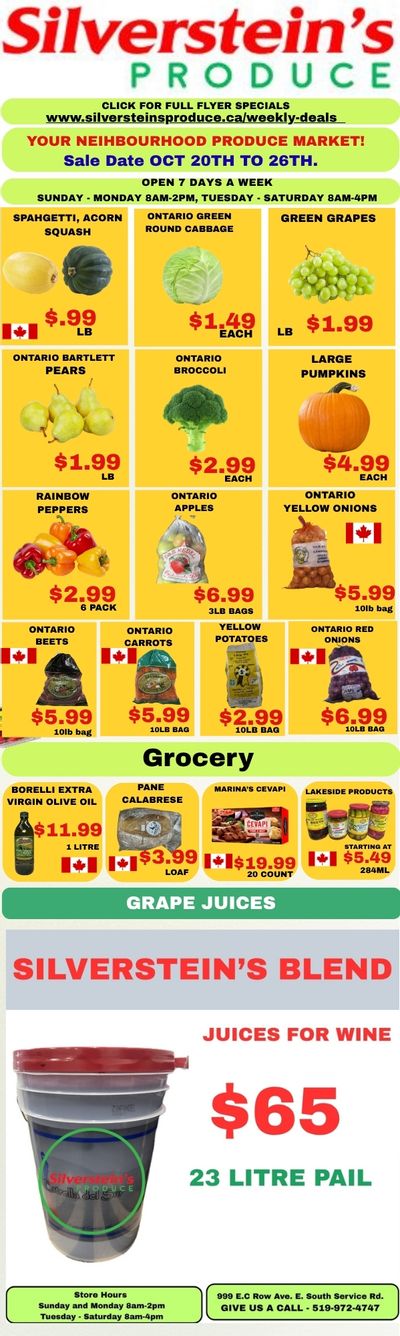 Silverstein's Produce Flyer October 20 to 26