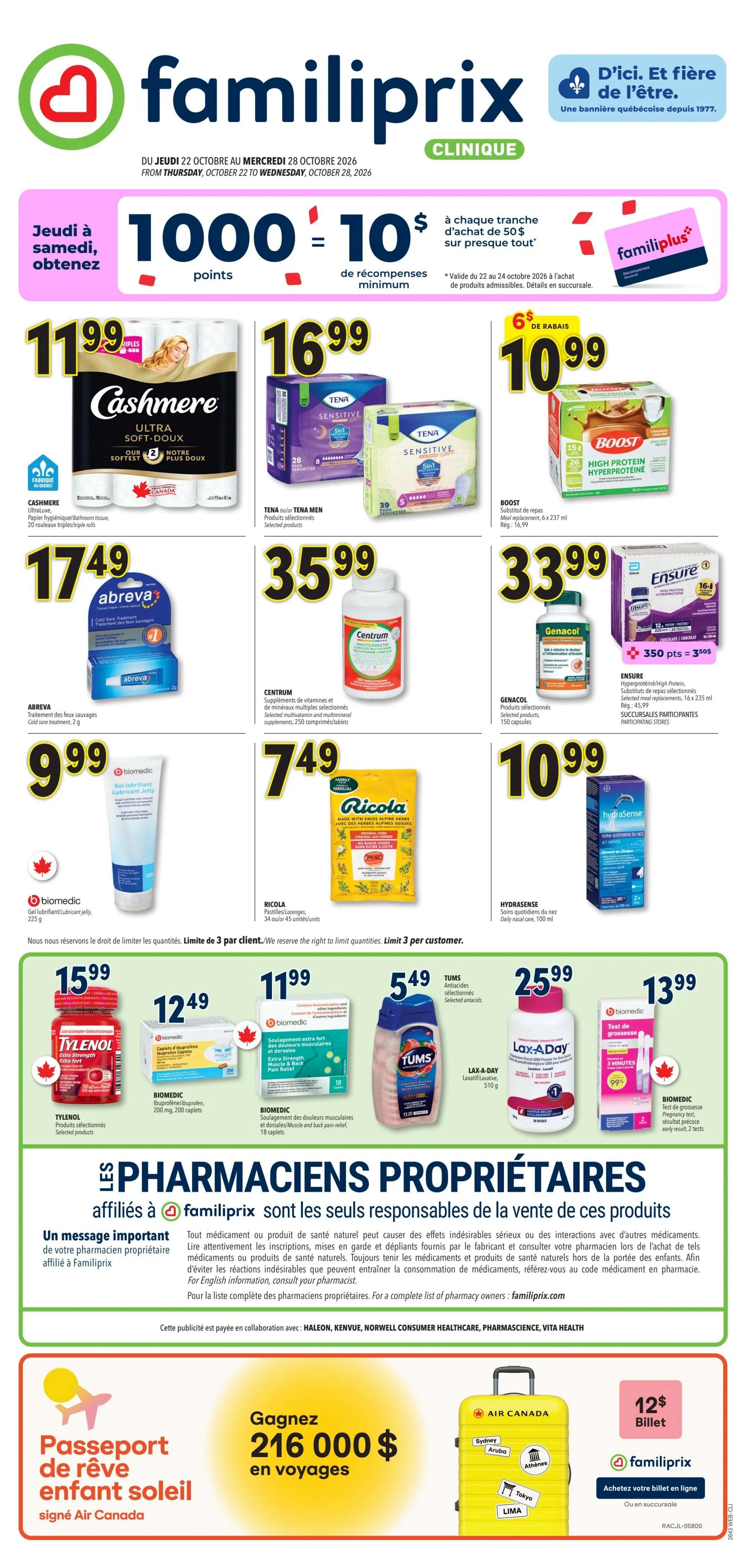 Familiprix Clinique Flyer October 22 to 28