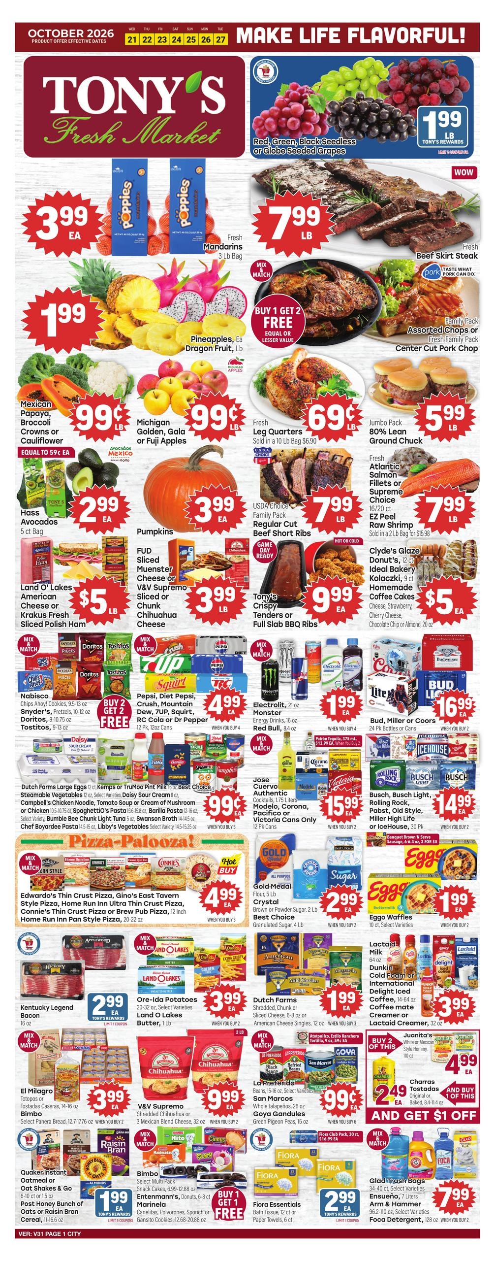Tony's Fresh Market (Aurora Area, IL) Weekly Ad October 21 - 27, 2026