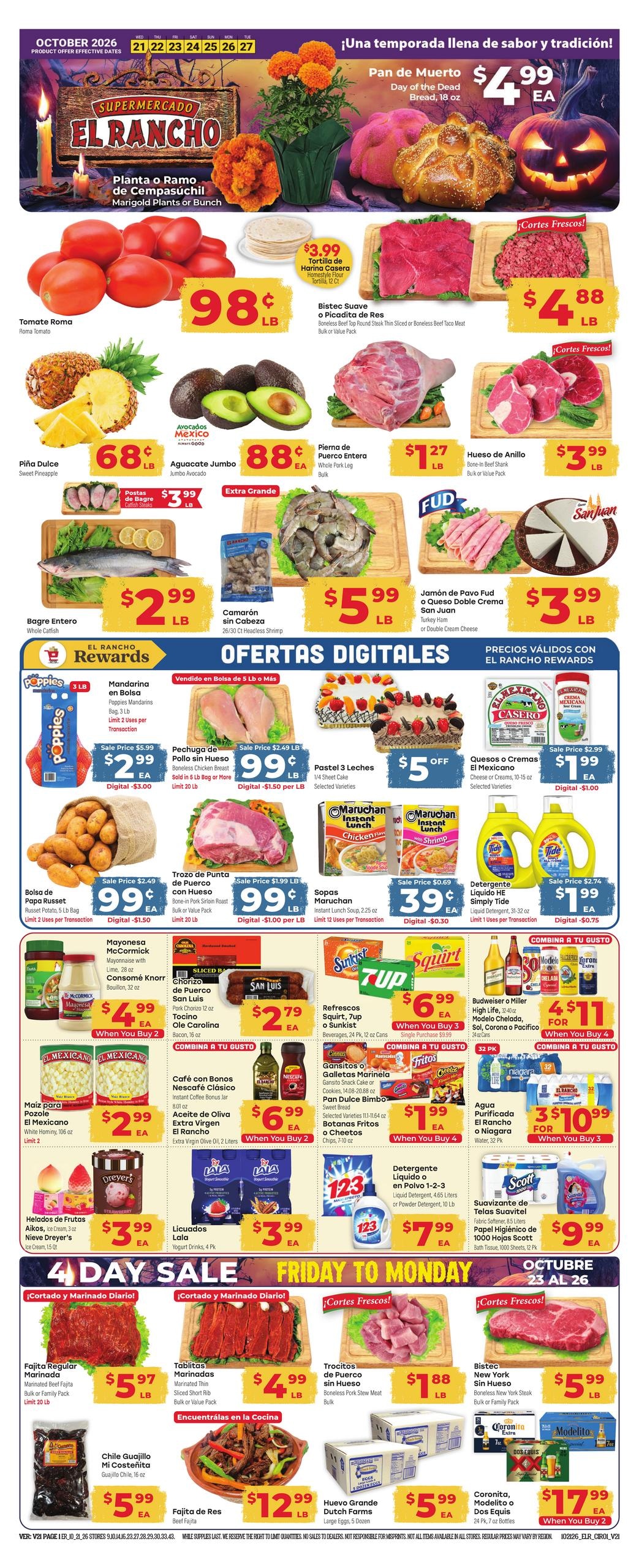 El Rancho Supermercado (Allen Area, TX) Weekly Ad October 21 - 27, 2026
