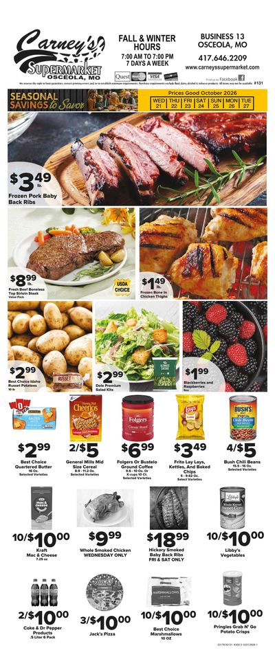 Carney's Supermarket Weekly Ad October 21 - 27, 2026