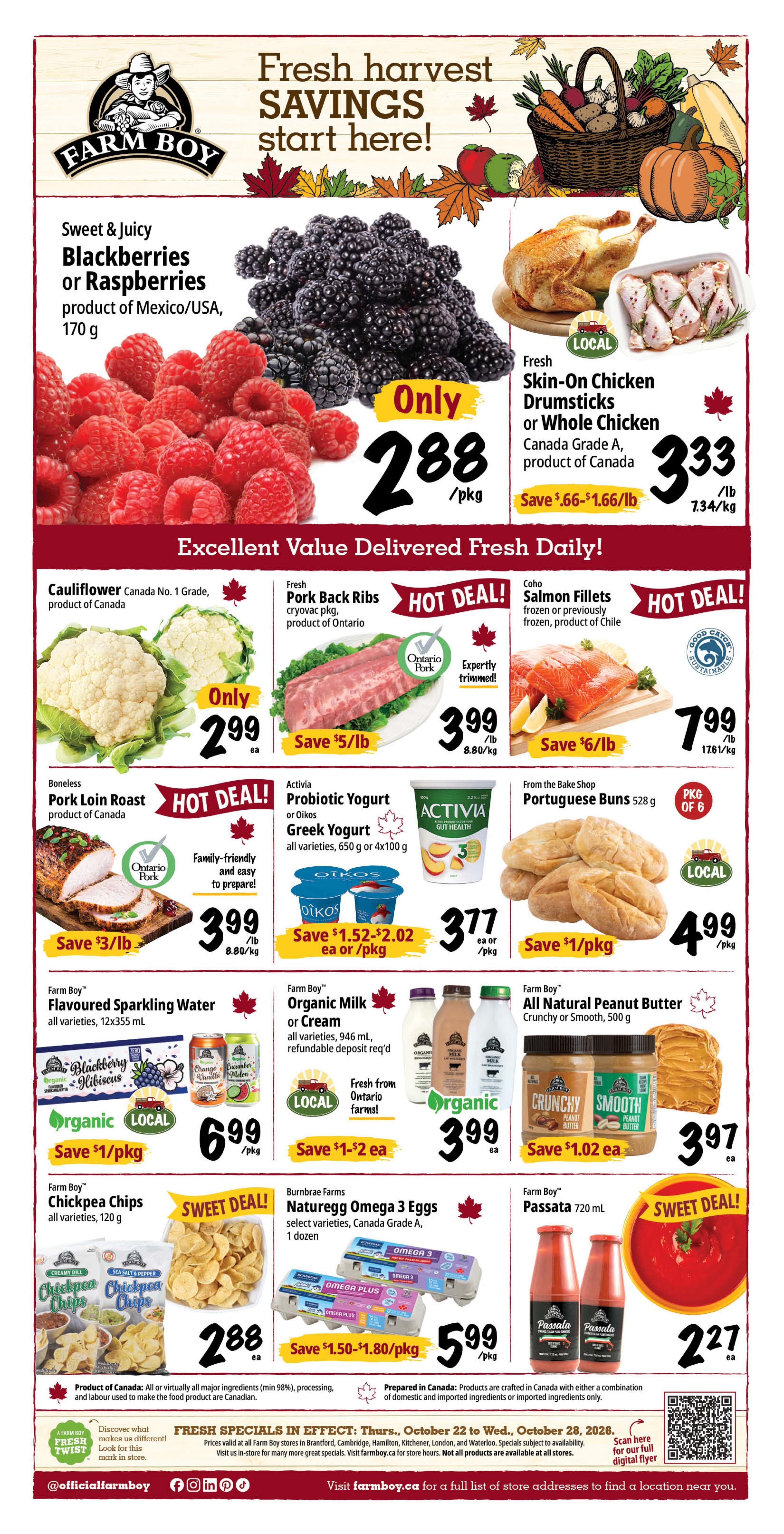 Farm Boy (Brantford, Cambridge, Hamilton, Kitchener, London, Waterloo) Flyer October 22 to 28