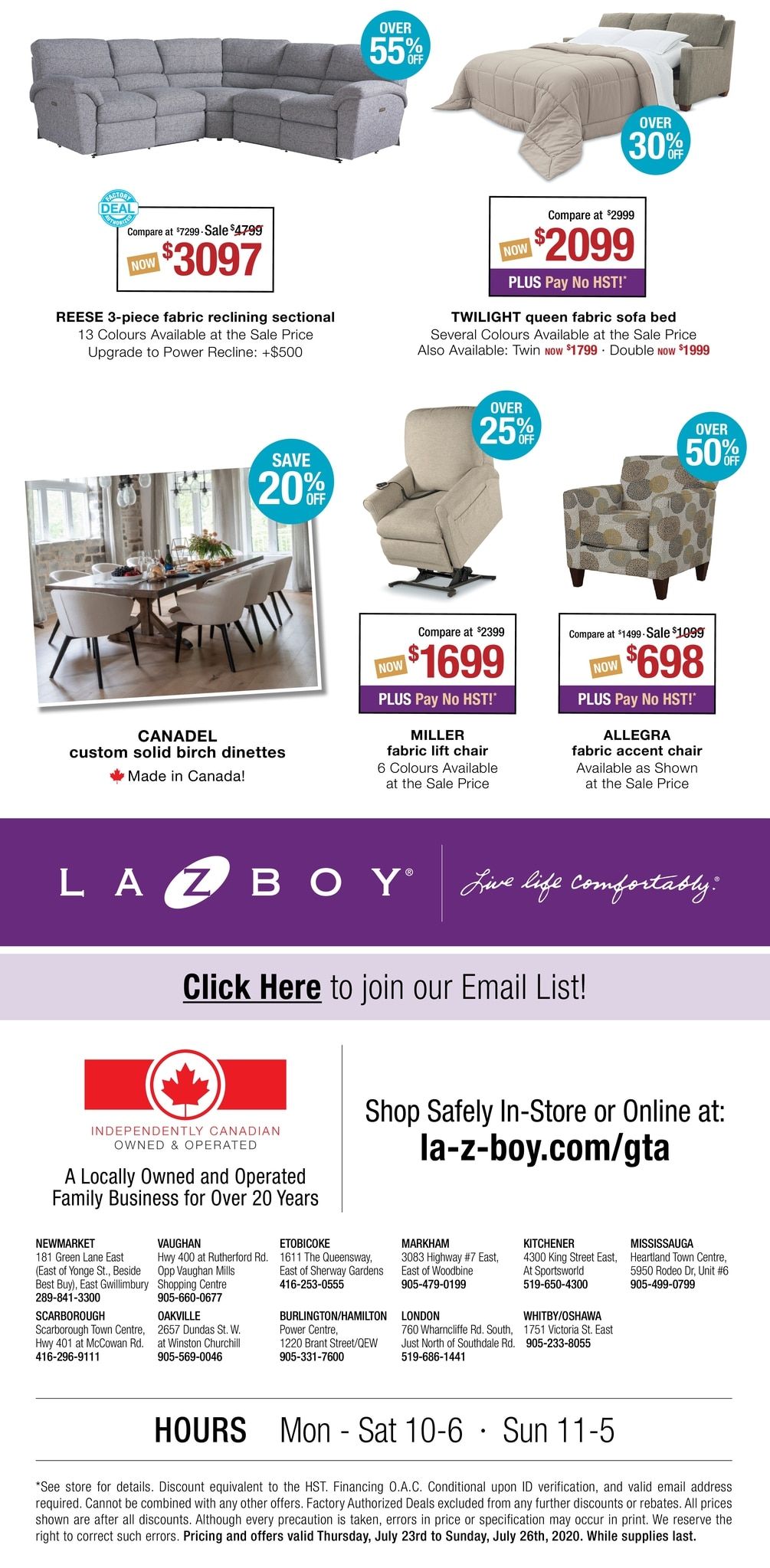 La-Z-Boy (GTA) Flyer July 23 to 26