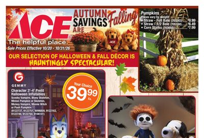 Ace Hardware Autumn Savings are Falling Sale Weekly Ad October 20 - 31, 2026
