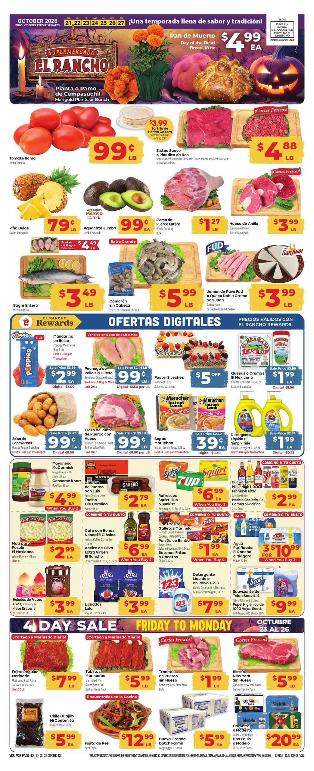 El Rancho Supermercado (Brownsville Area, TX) Weekly Ad October 21 - 27, 2026