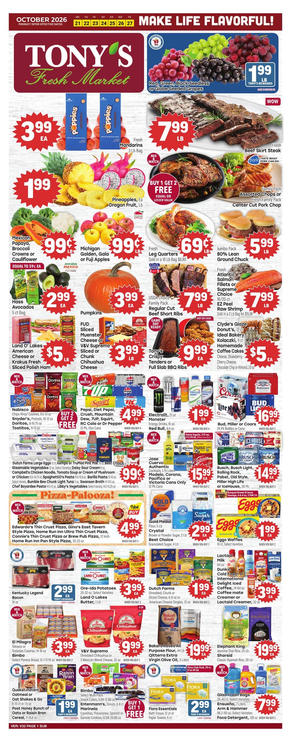 Tony's Fresh Market (Country Club Hills Area, IL) Weekly Ad October 21 - 27, 2026