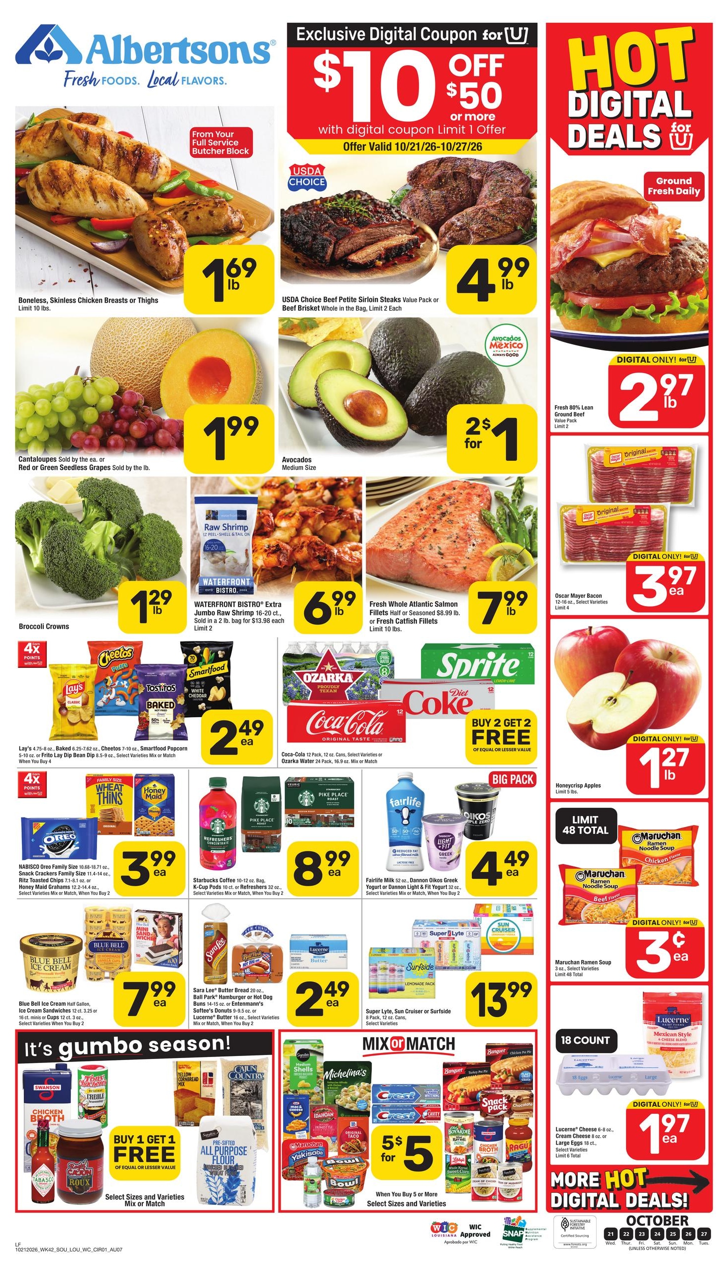 Albertsons (Lafayette Area, LA) Weekly Ad October 21 - 27, 2026