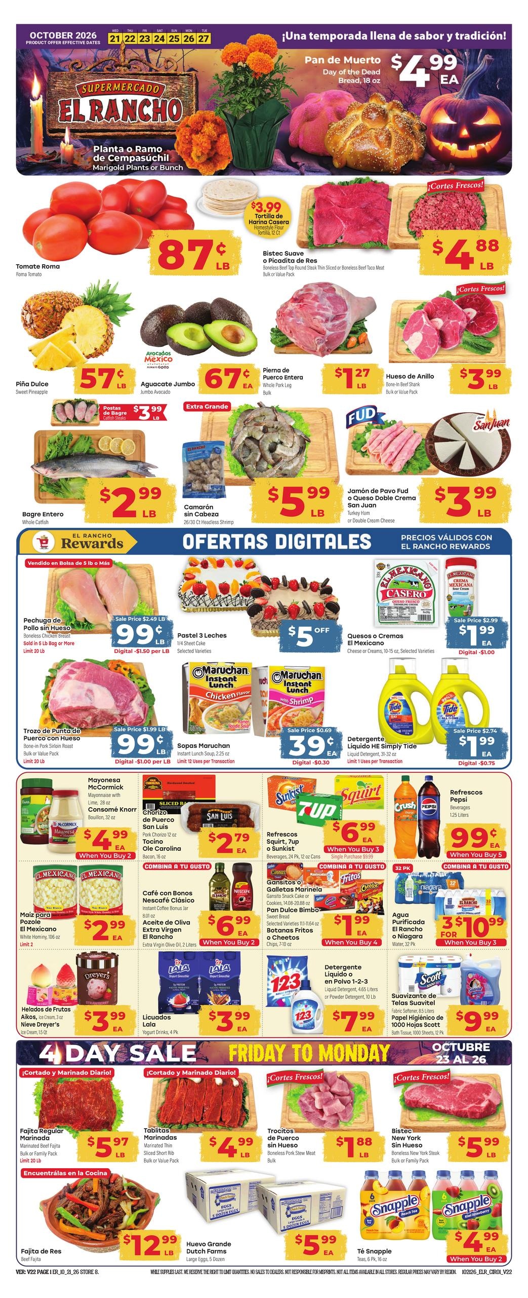 El Rancho Supermercado (Mesquite Area, TX) Weekly Ad October 21 - 27, 2026