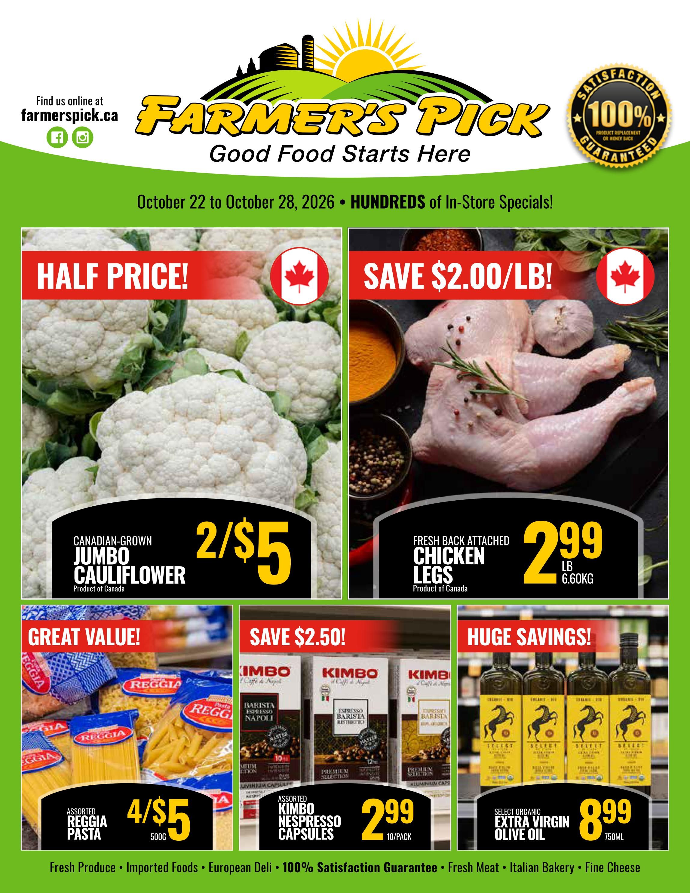 Farmer's Pick Flyer October 22 to 28